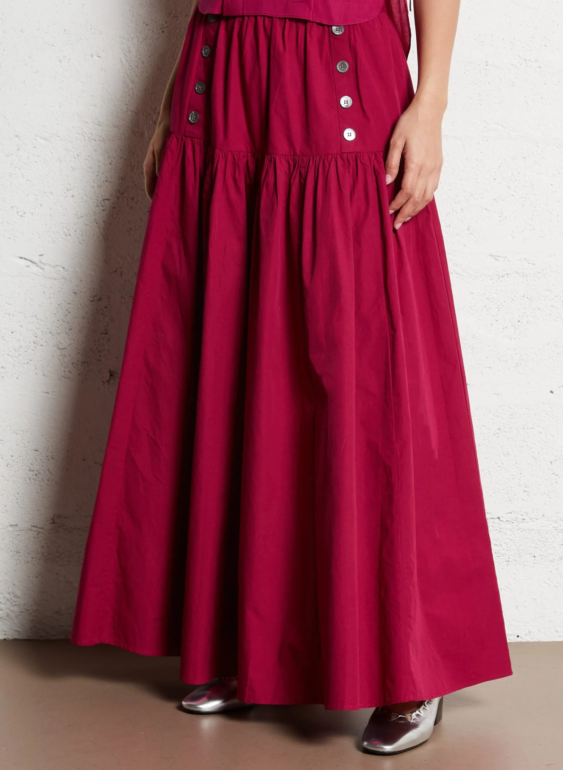 Jupe longue en coton Rouge PAM