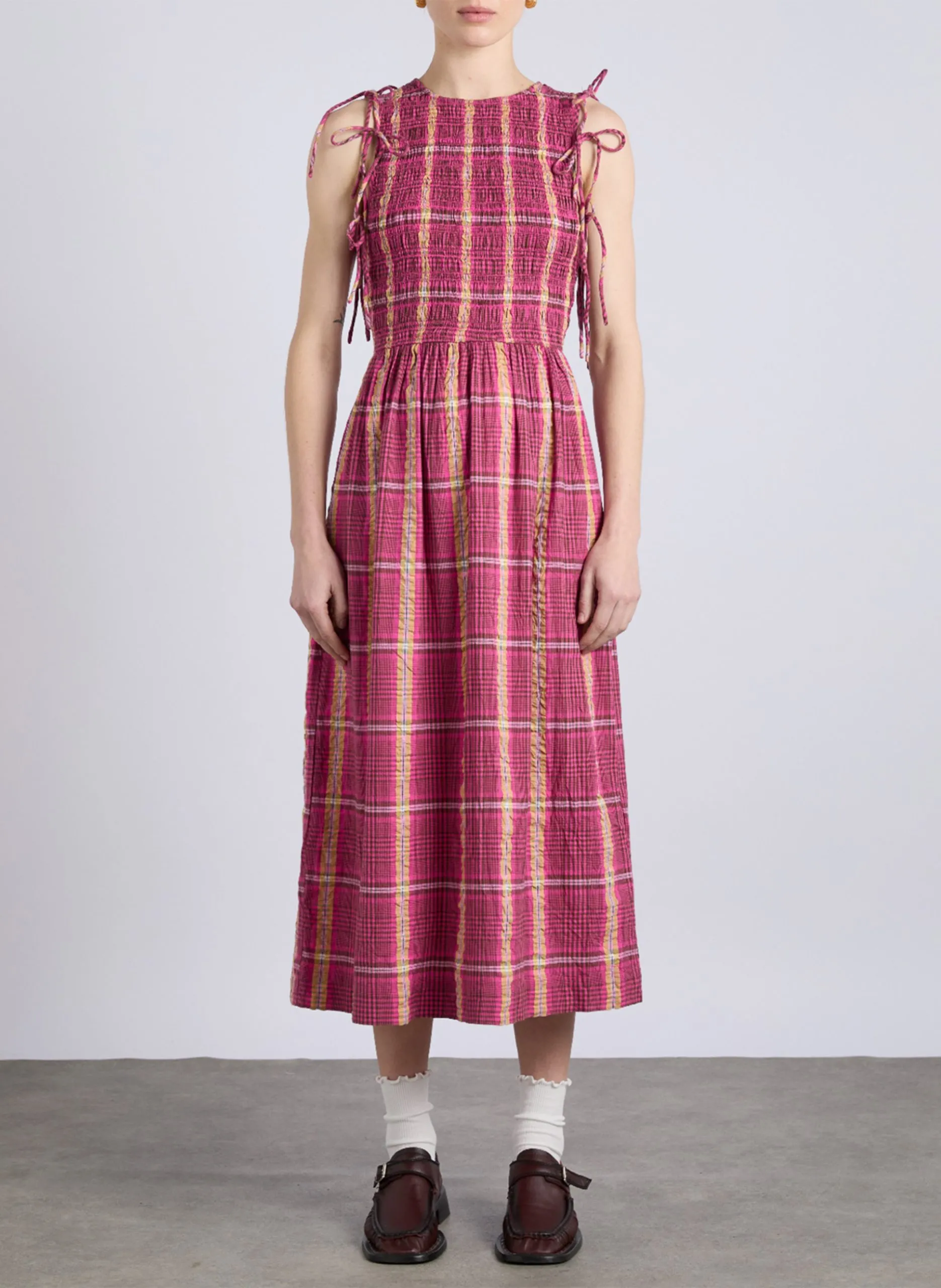 Robe midi manches amovibles à motifs Rose BECCA