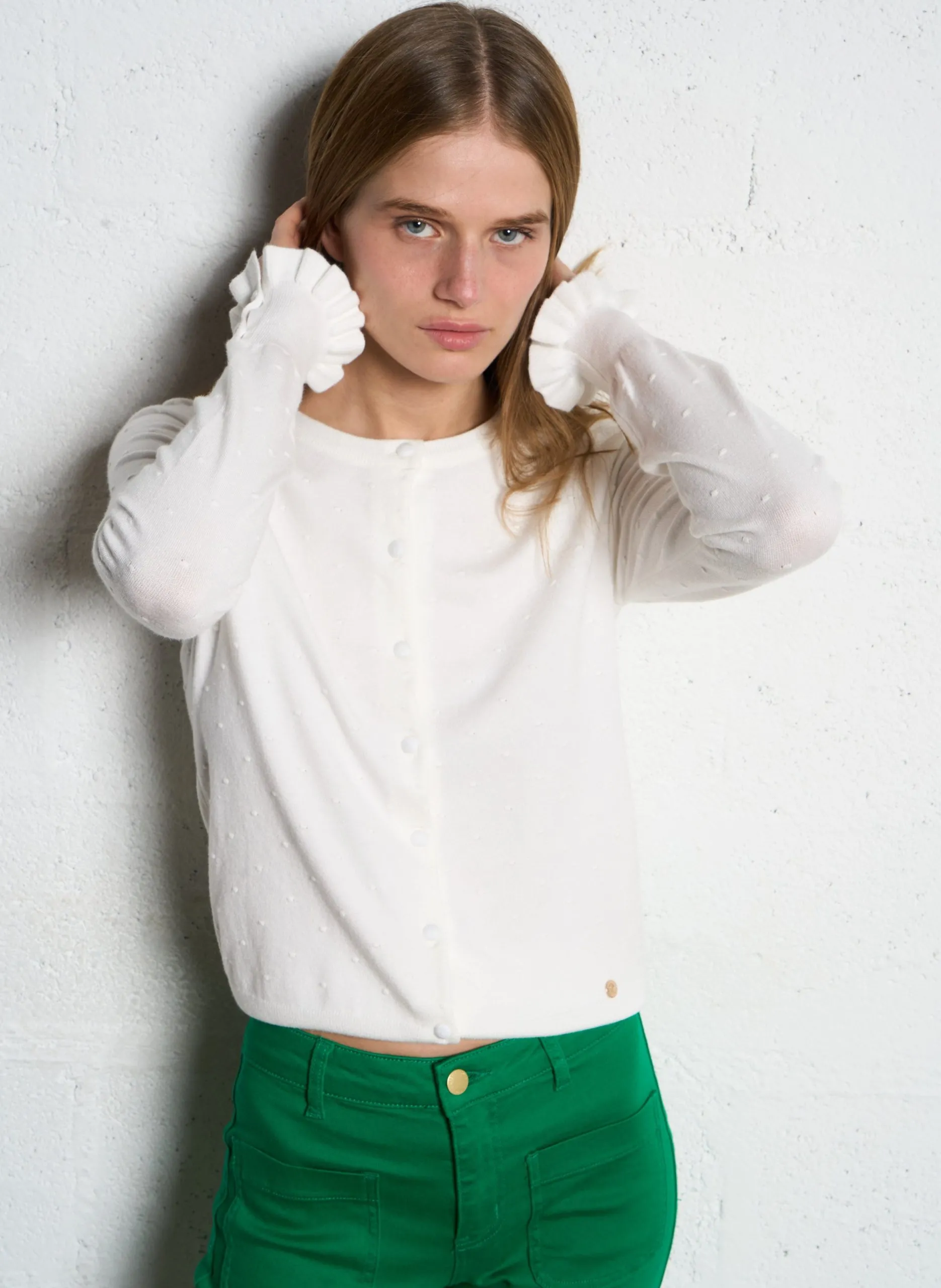 Gilet à pois en relief Beige FORINA