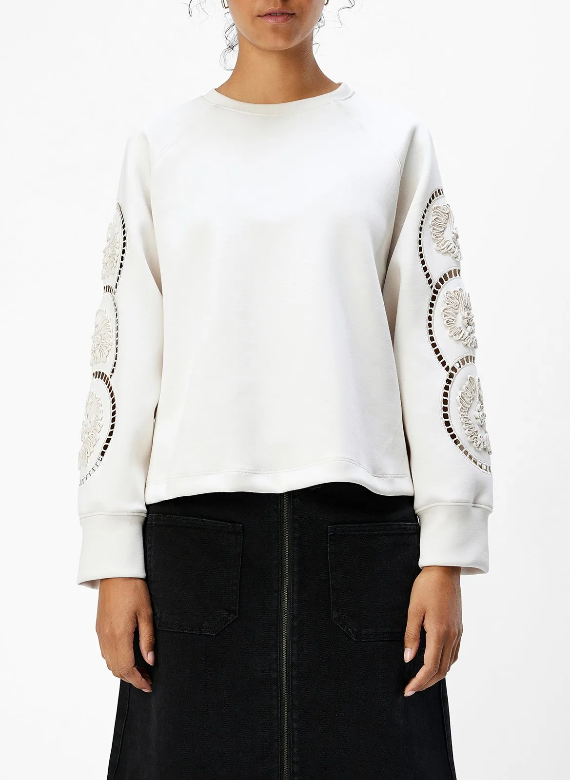 Sweat droit en fibres recyclées mélangées Blanc