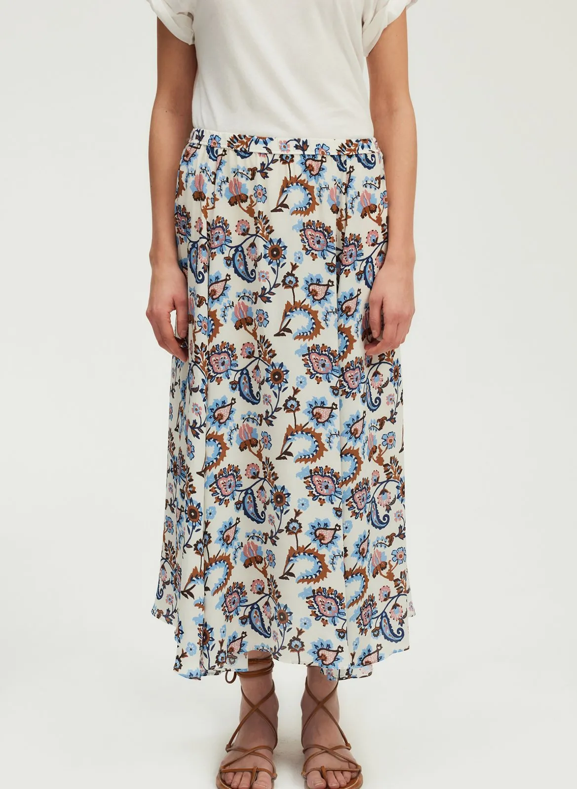 Jupe midi droite Rouge