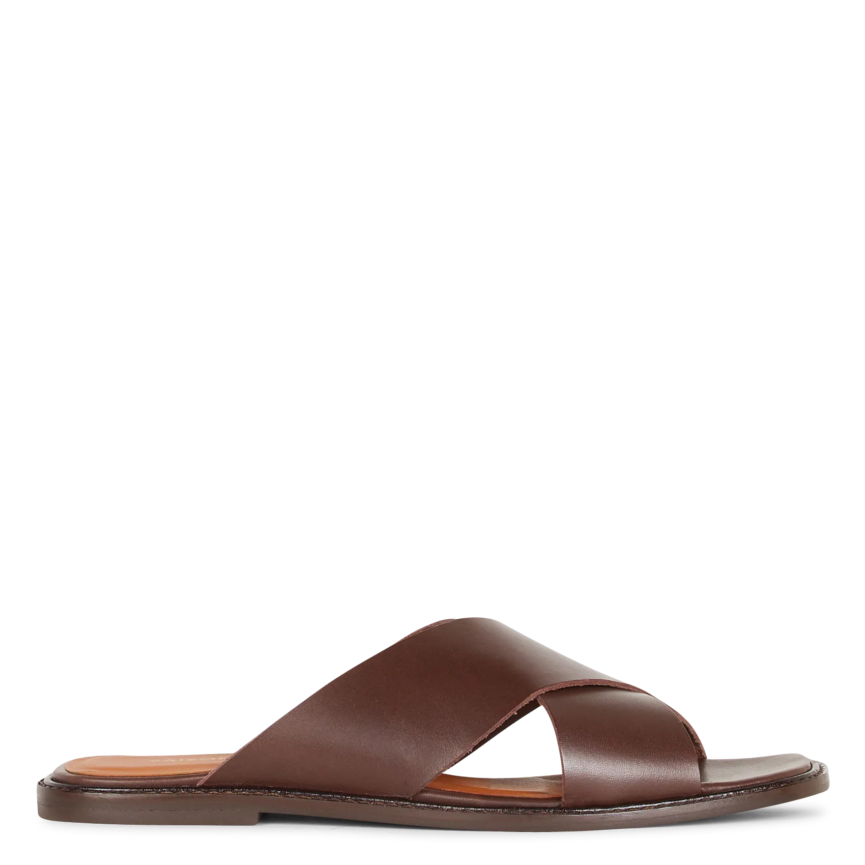 Sandales plates en cuir Marron CLAUDINE