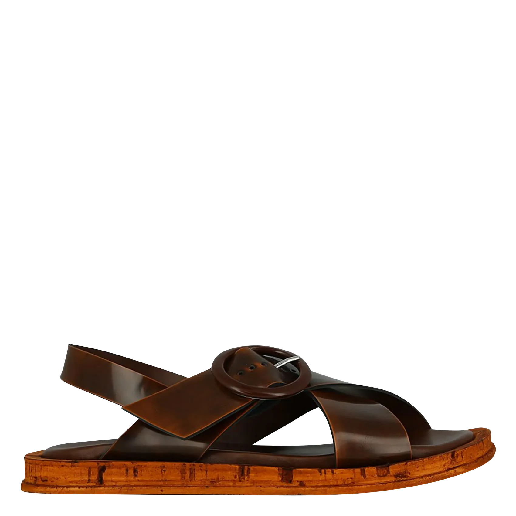 Sandales plates en cuir Marron EULALIE