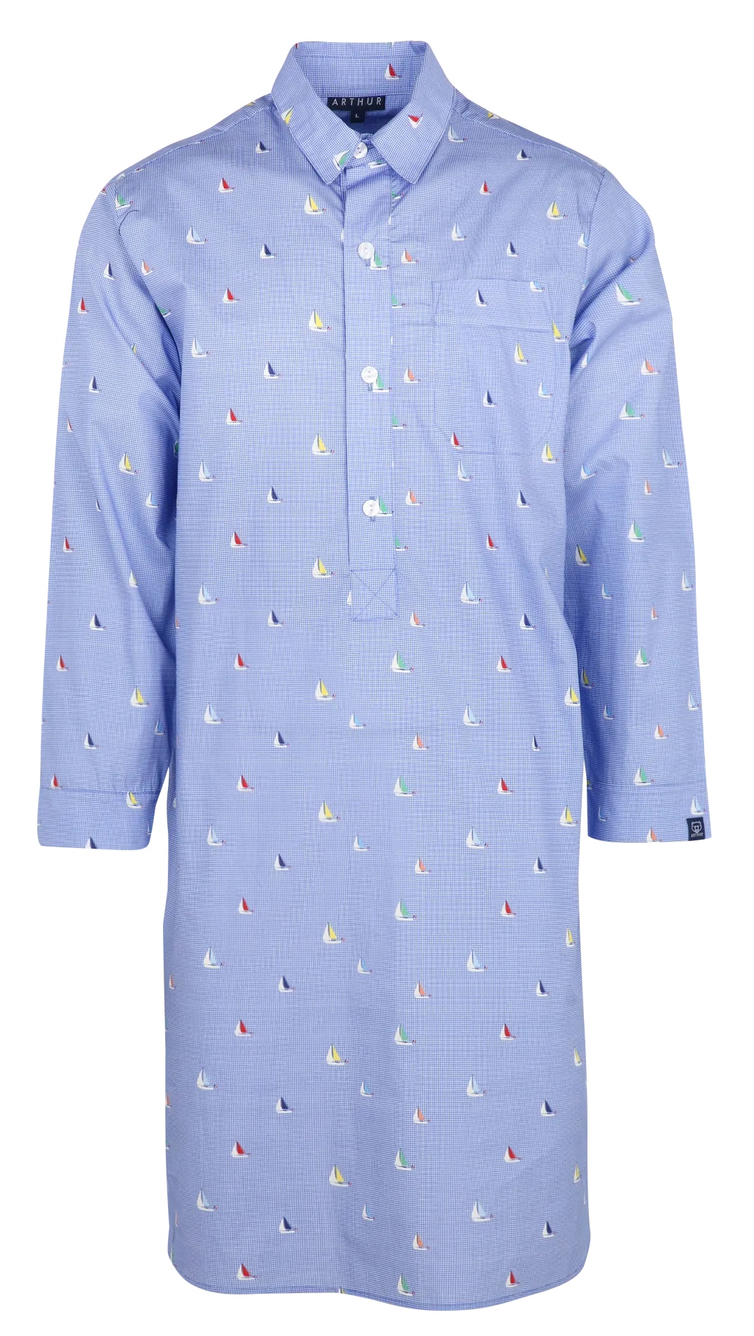 Chemise de nuit en coton imprimé Bleu