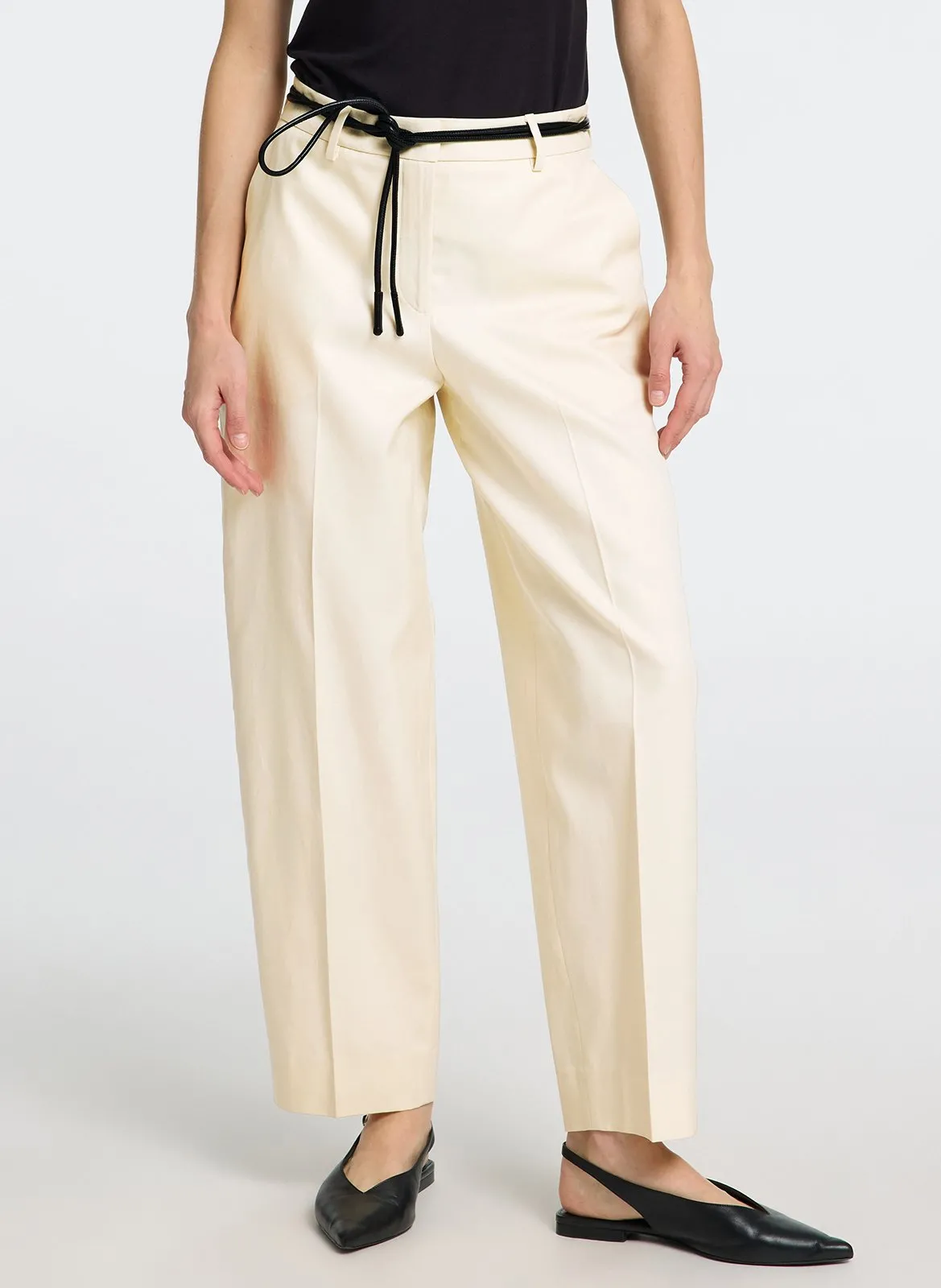 Pantalon large en coton bio mélangé Beige DORA