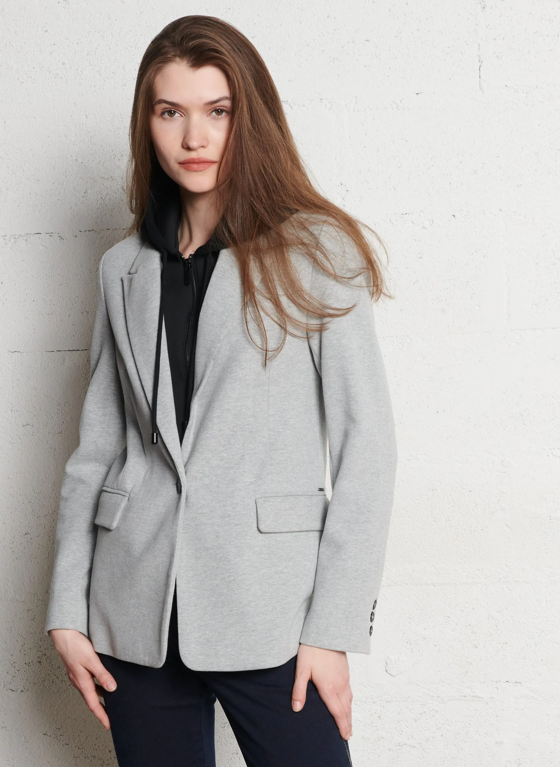 Blazer 2-en-1 en coton mélangé Gris