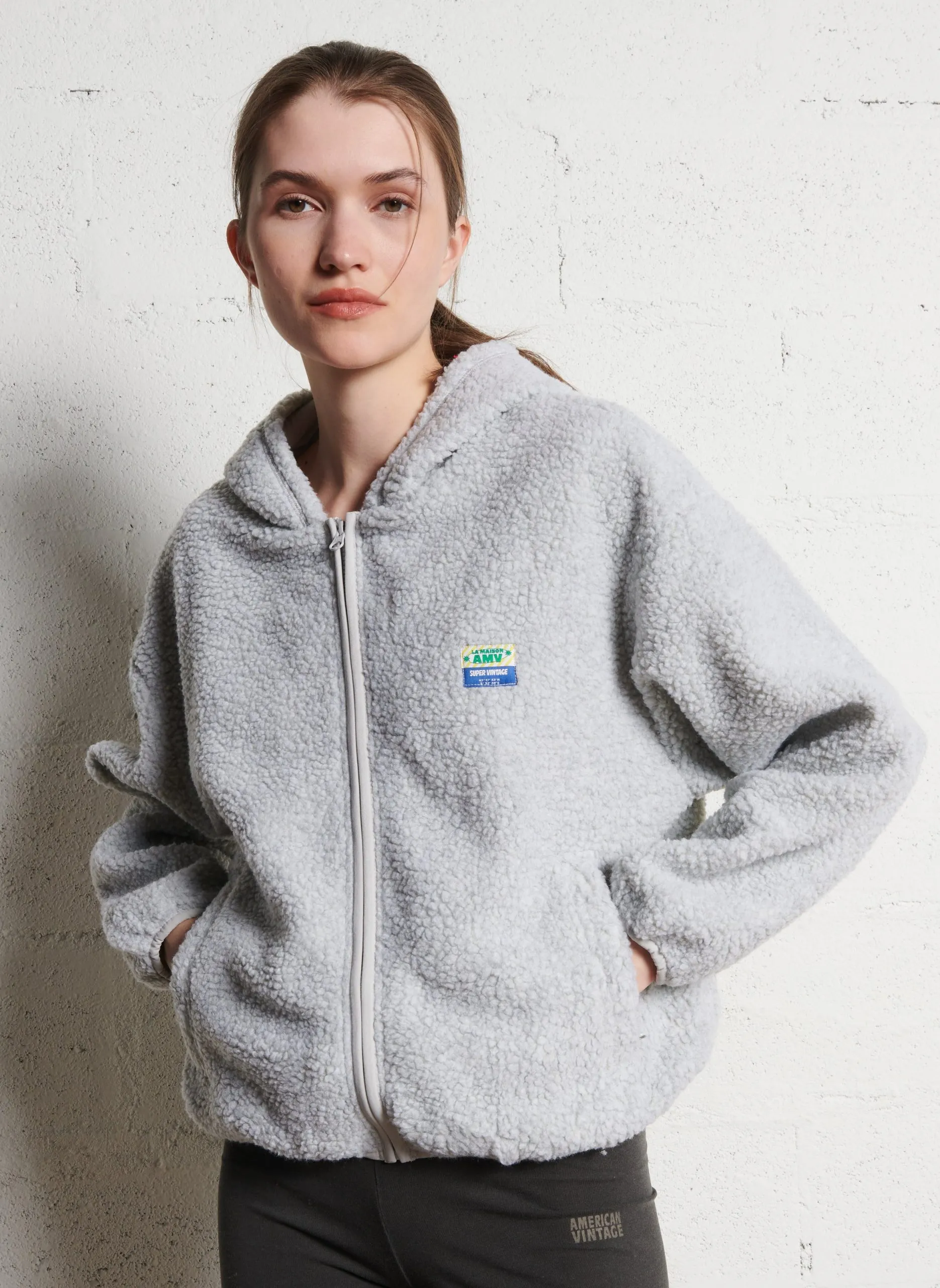 Veste ample polaire à capuche Gris HOKTOWN