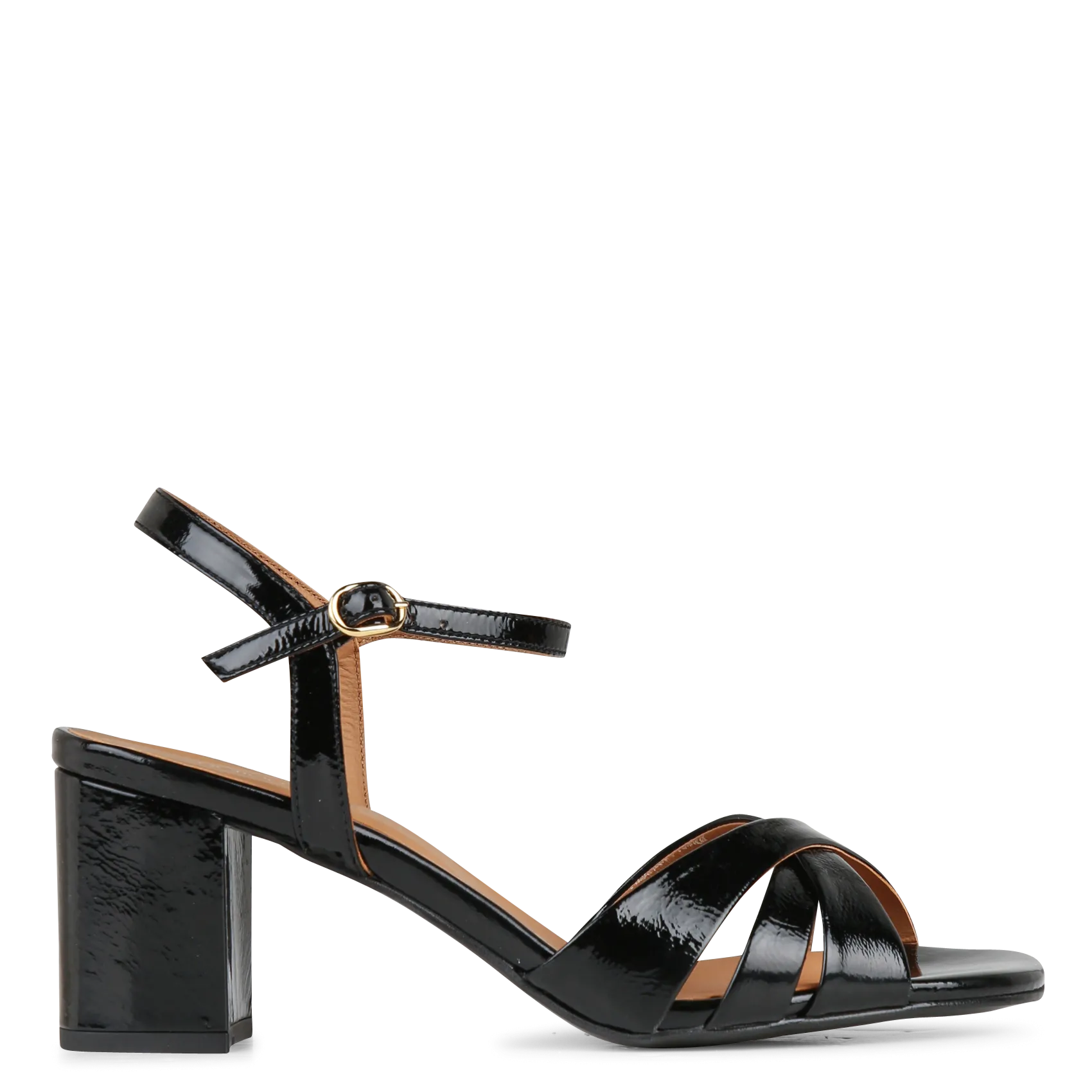 Sandales à talon en cuir vernis Noir EMANUELA