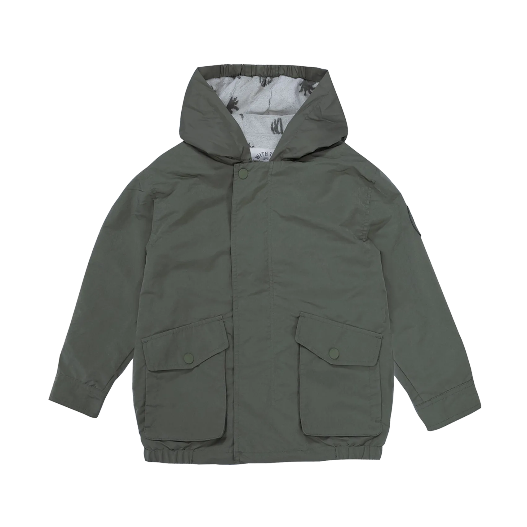 Veste droite zippé à capuche Kaki