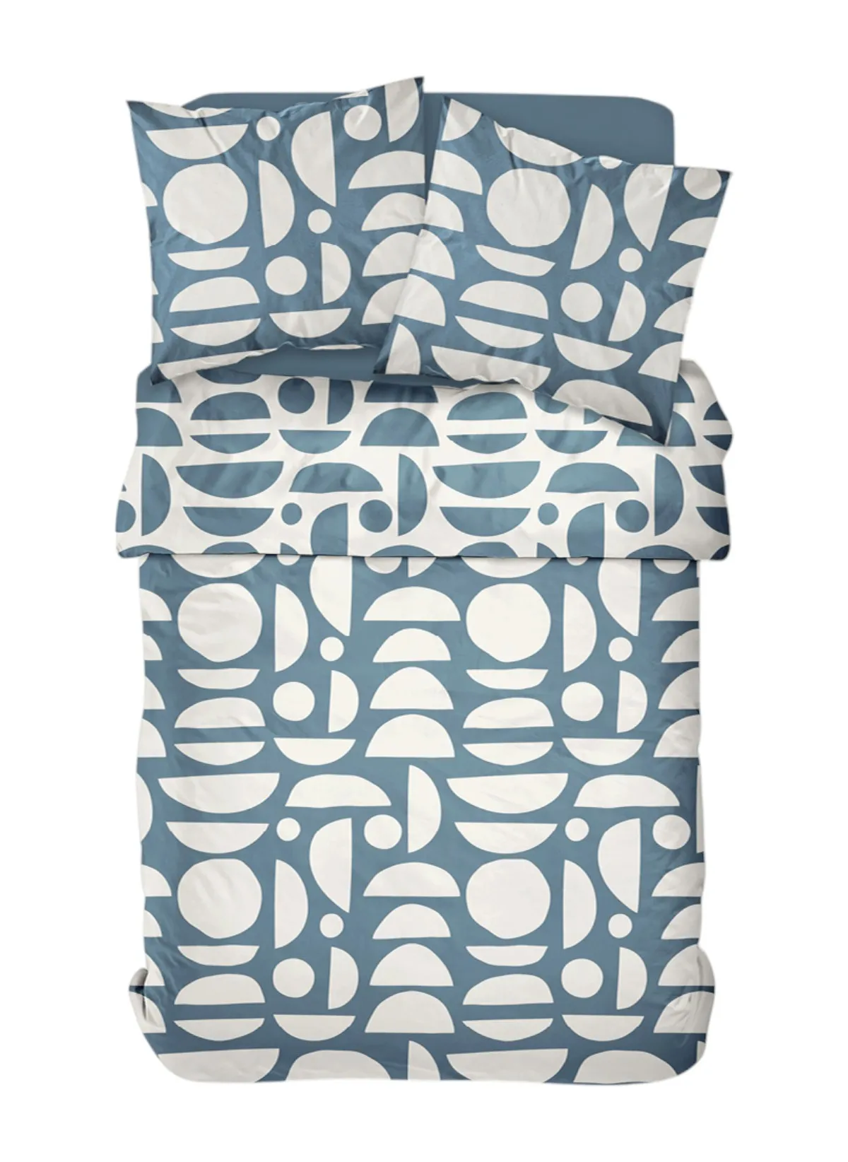 Parure de lit imprimé en coton Bleu SUNSHINE VICK