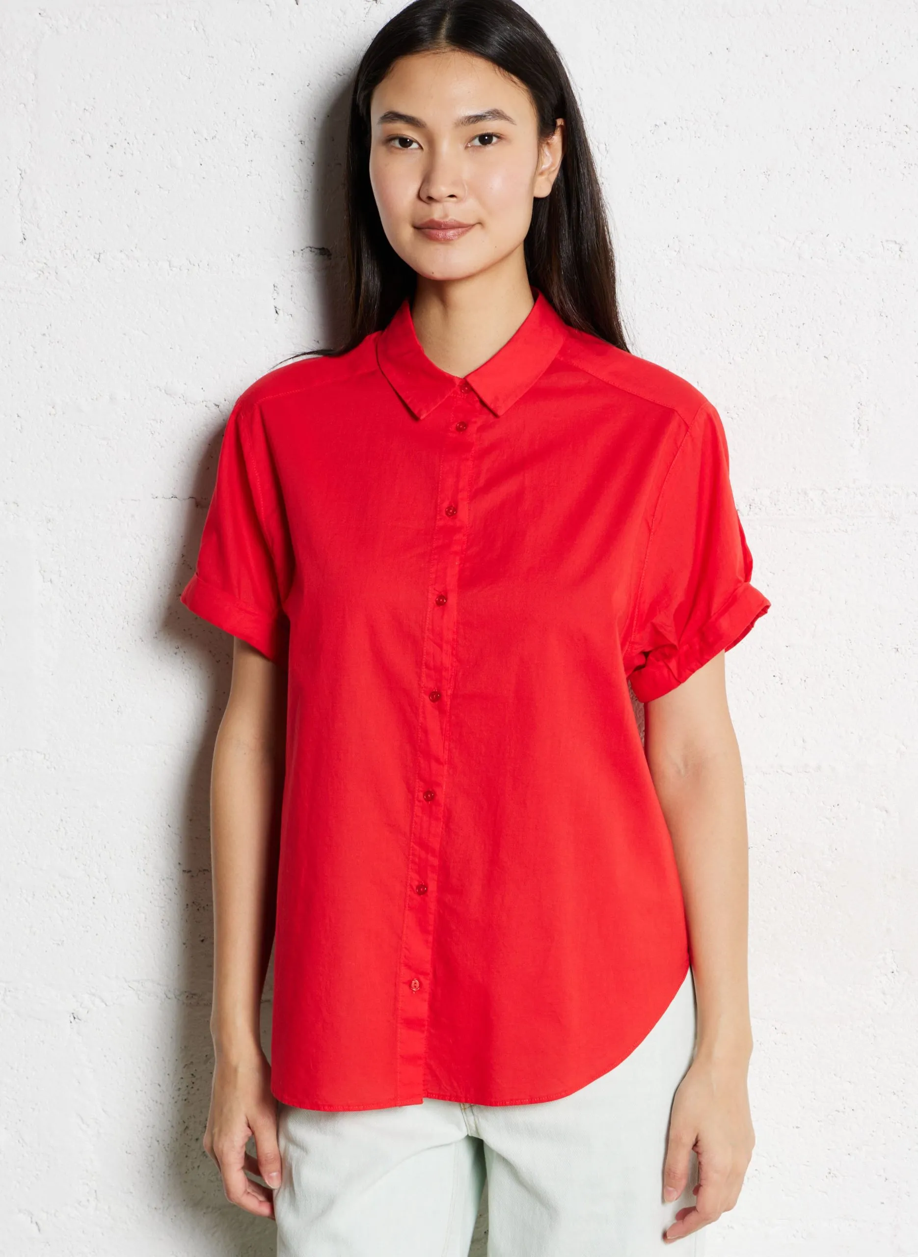 Chemise col classique en coton Rouge CANCUN
