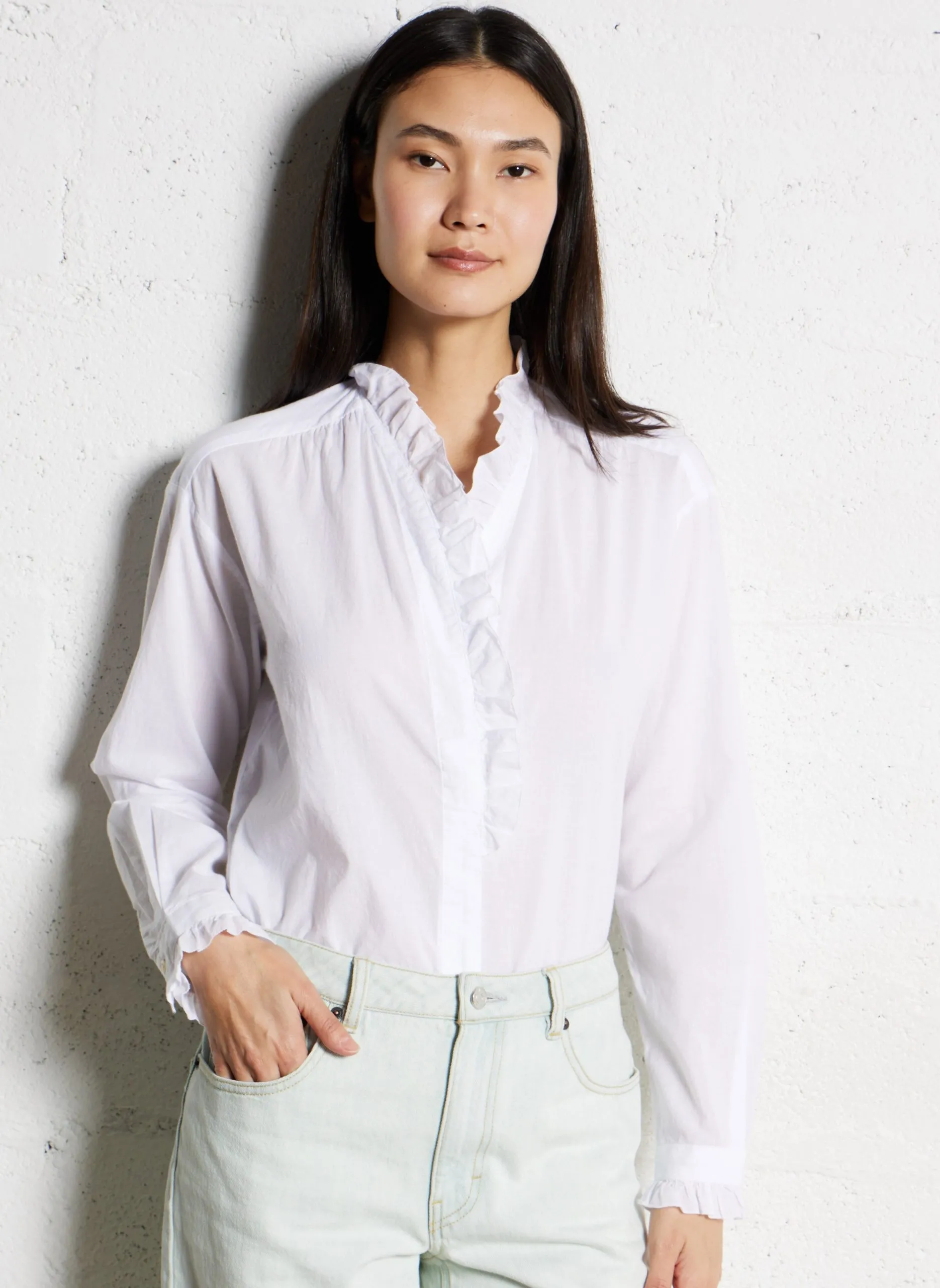 Chemise droit en coton Blanc CARLOTTA