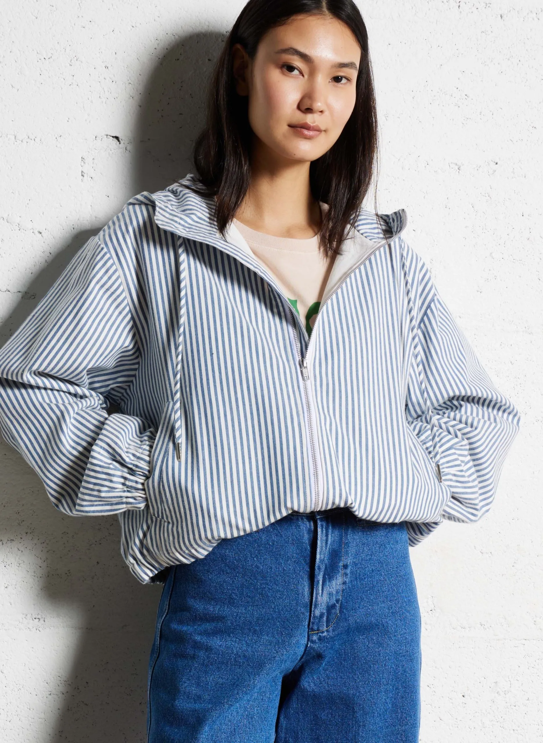 Veste à capuche rayée Bleu LENALL LS