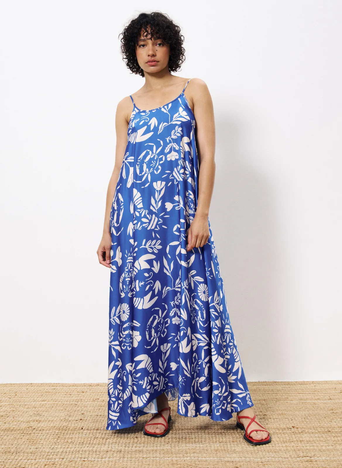 Robe longue à bretelles imprimée Orange ISYS