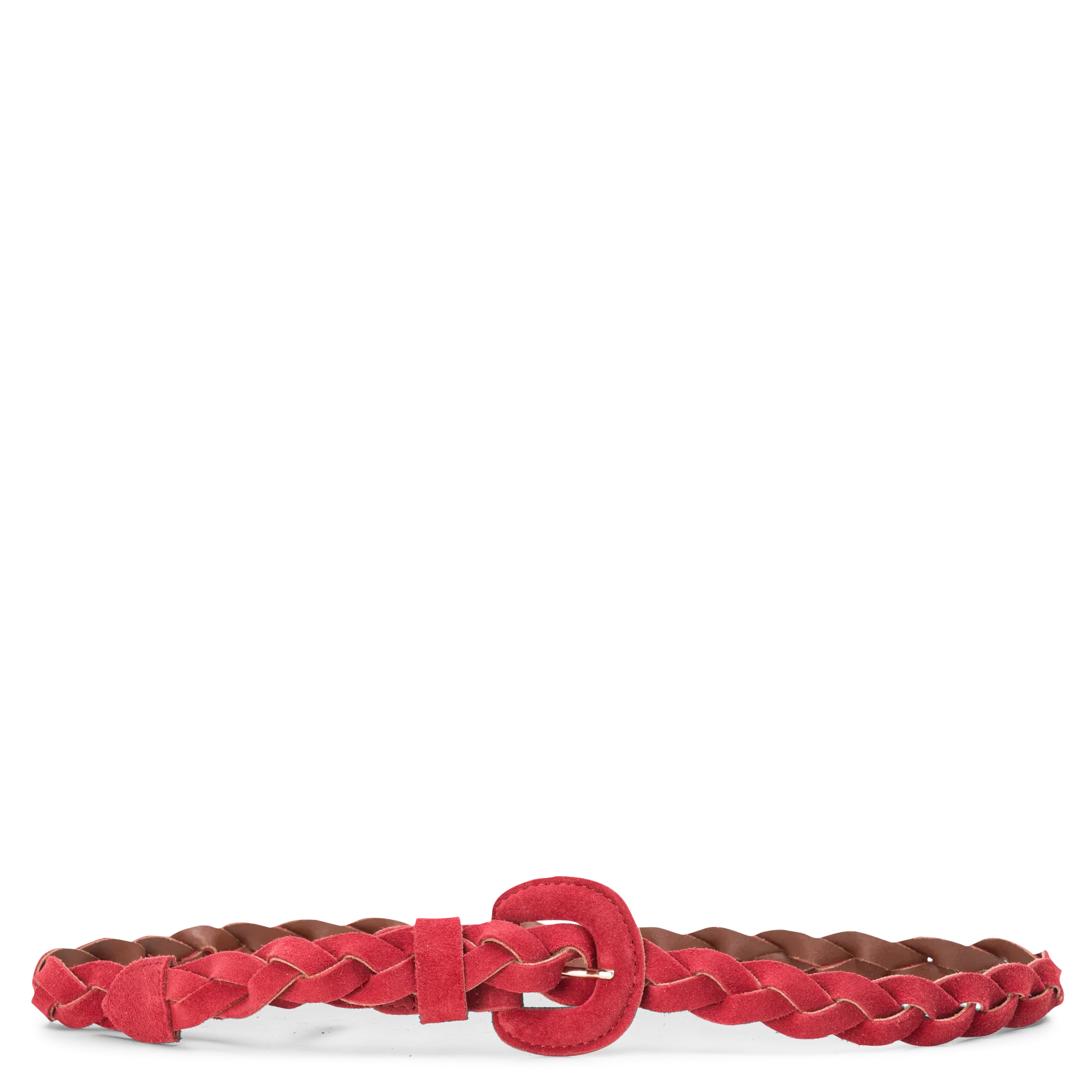 Ceinture en boucle en cuir tressé Rouge PIGNA