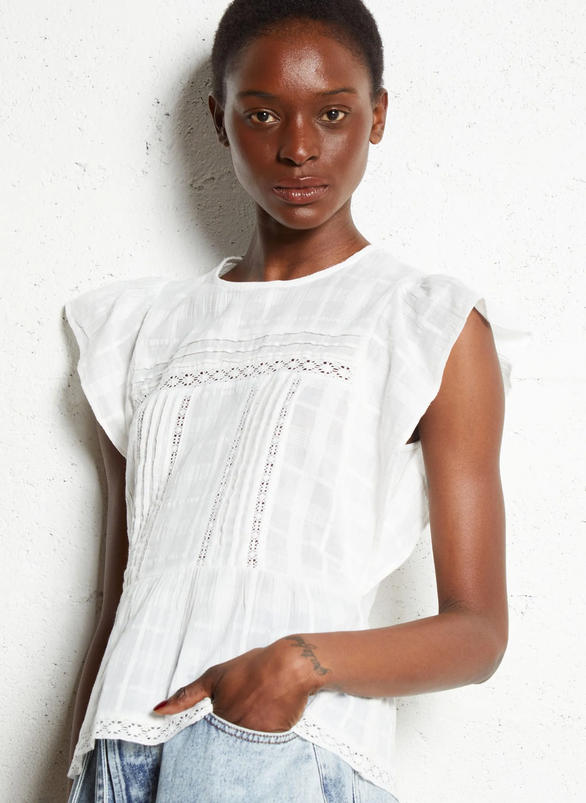 Chemisier droit en coton Blanc CORFU