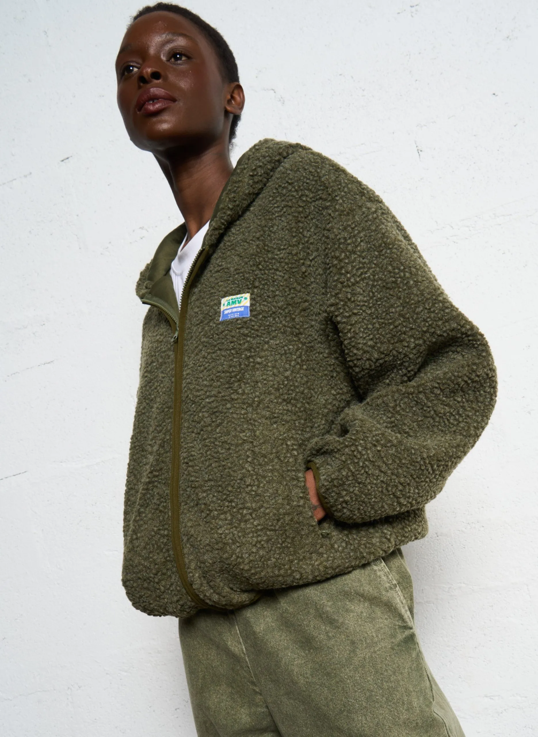 Veste ample polaire à capuche Vert HOKTOWN