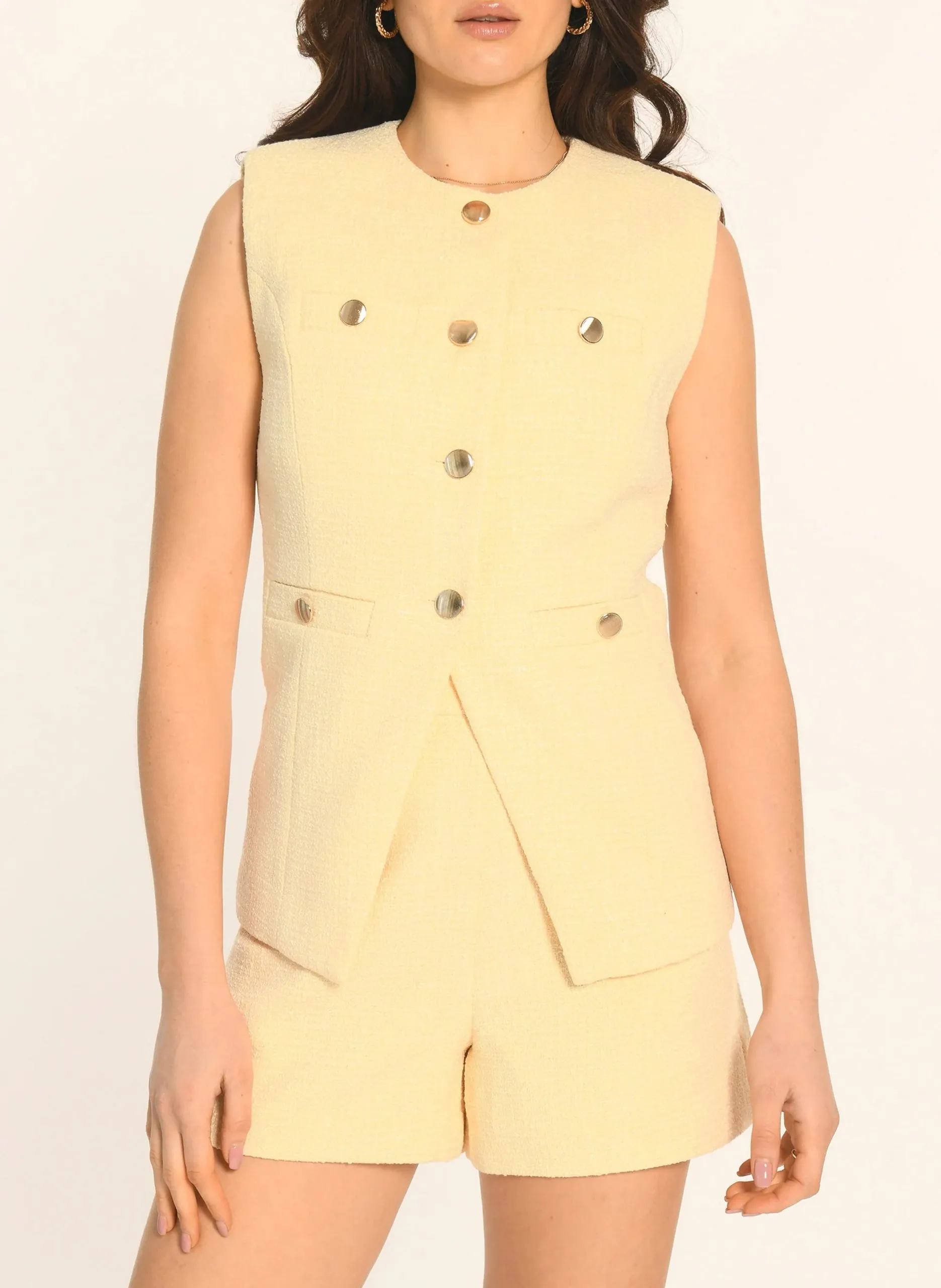 Veste cintrée en tweed Jaune ANNETTE