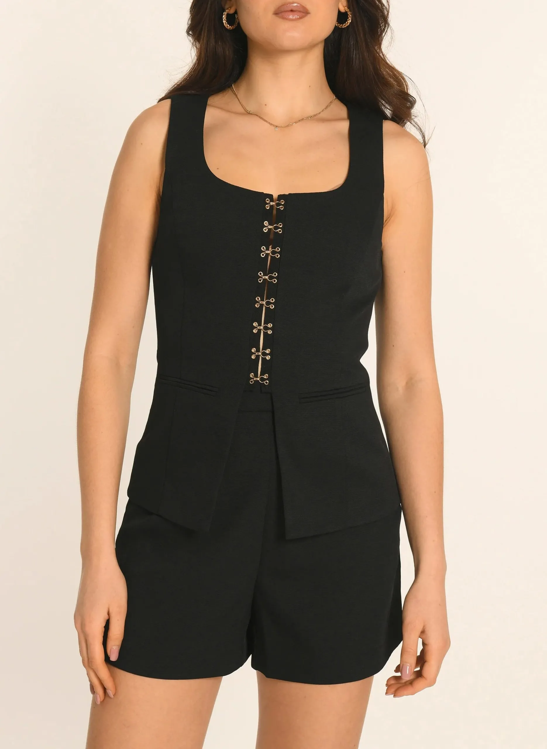 Top à encolure carré Noir ALBA