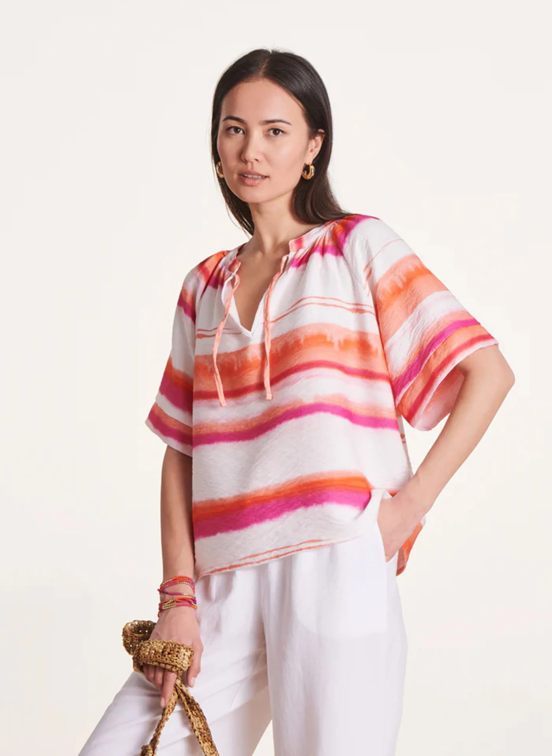 Top ample manches courtes Rose