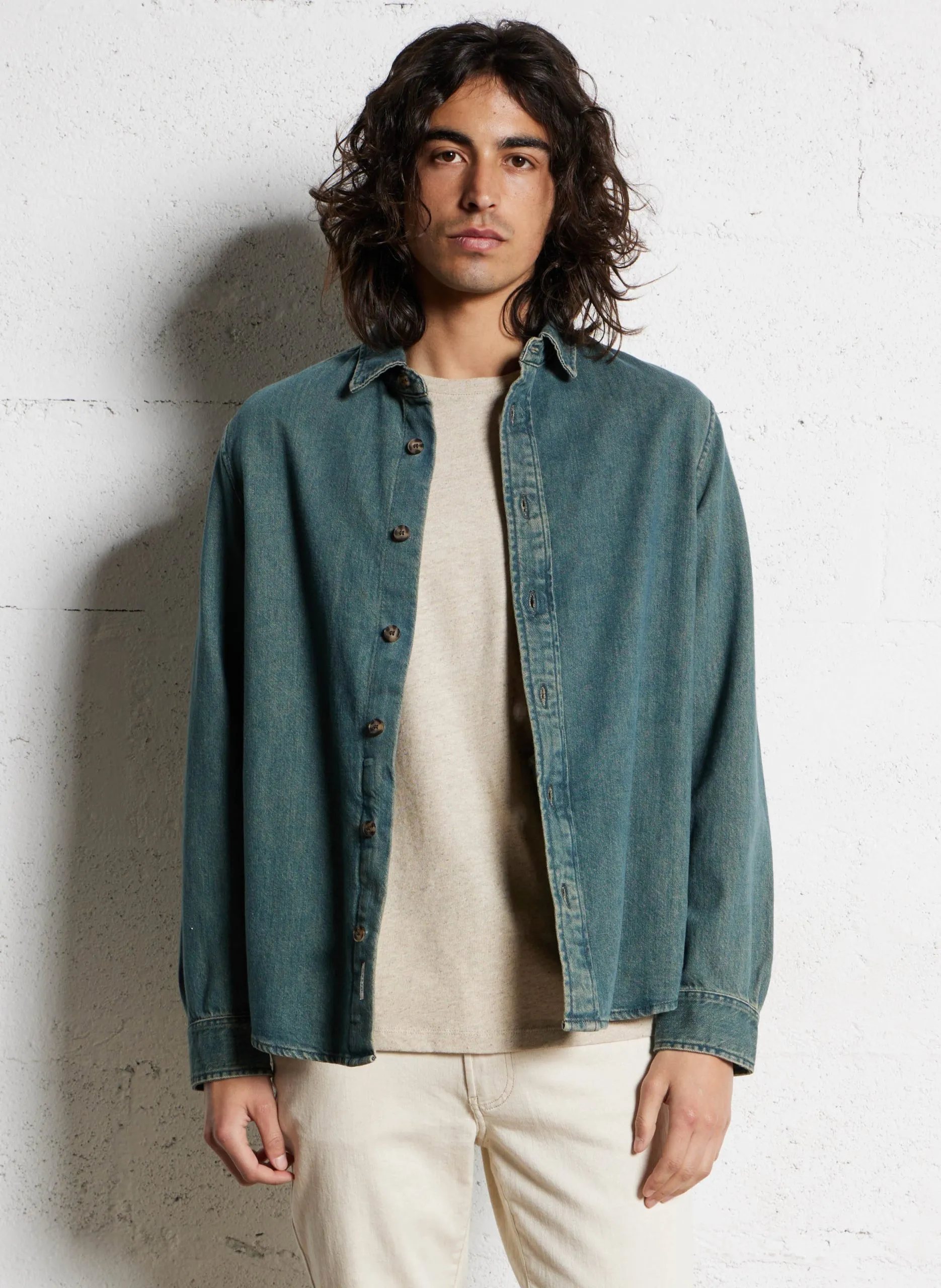 Surchemise en coton mélangé Bleu