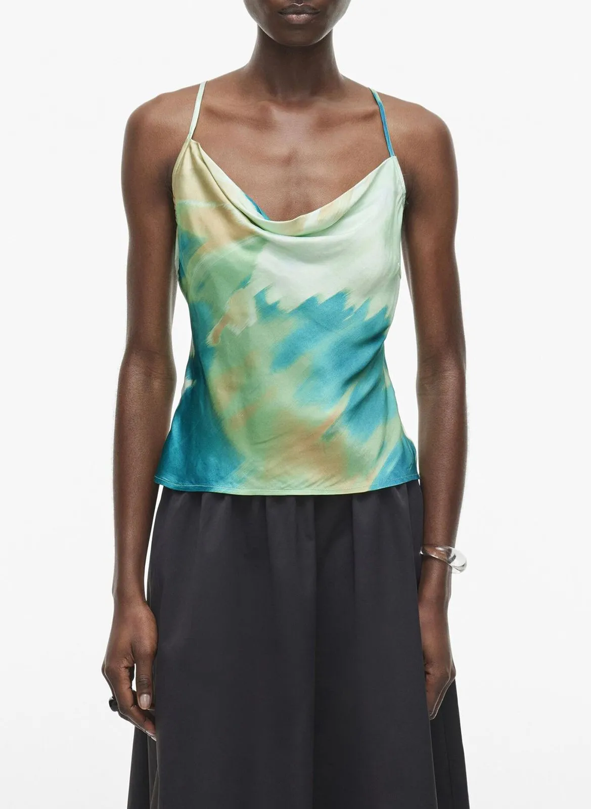 Top droit imprimé Vert