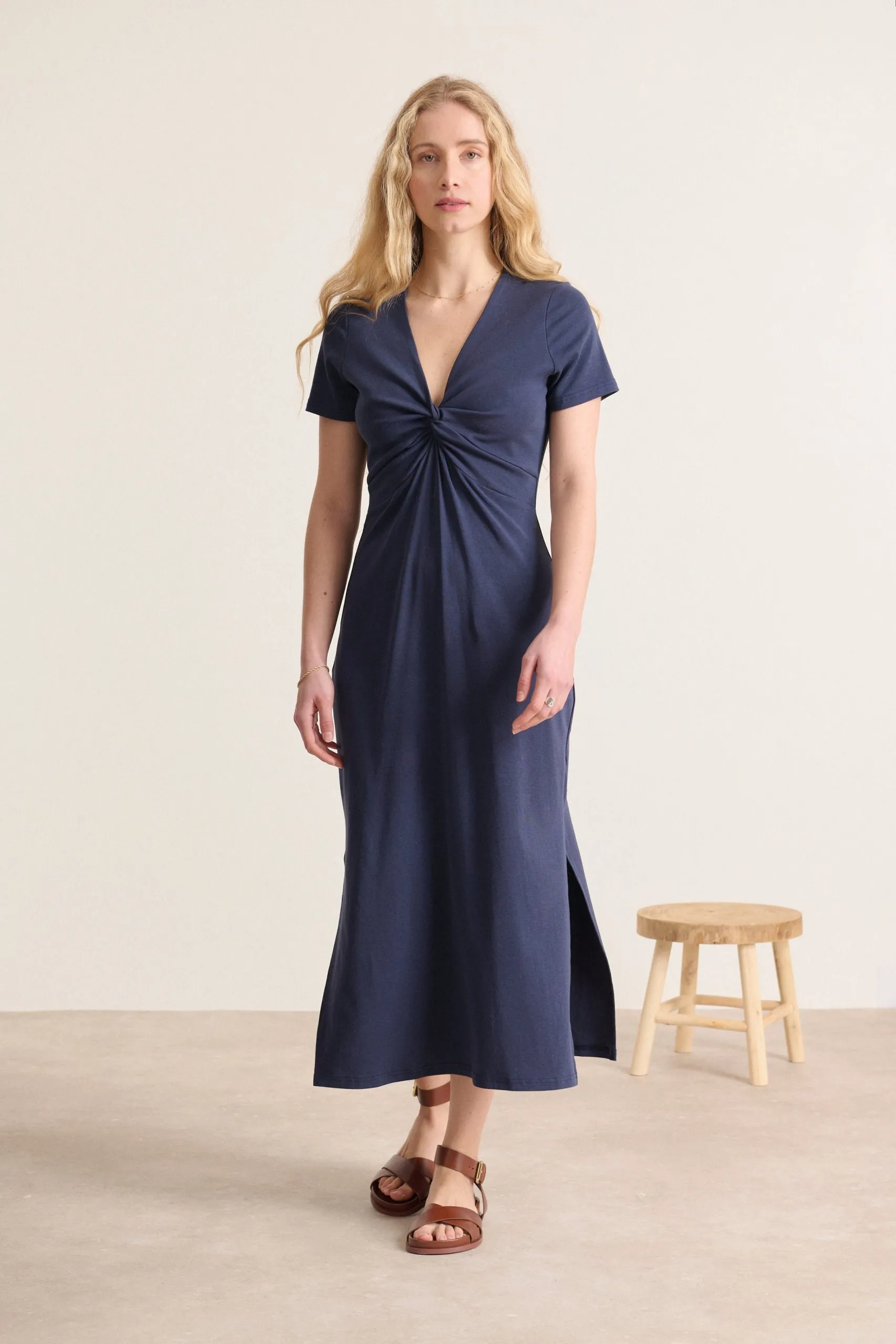 Robe midi à noeud Bleu VAREN