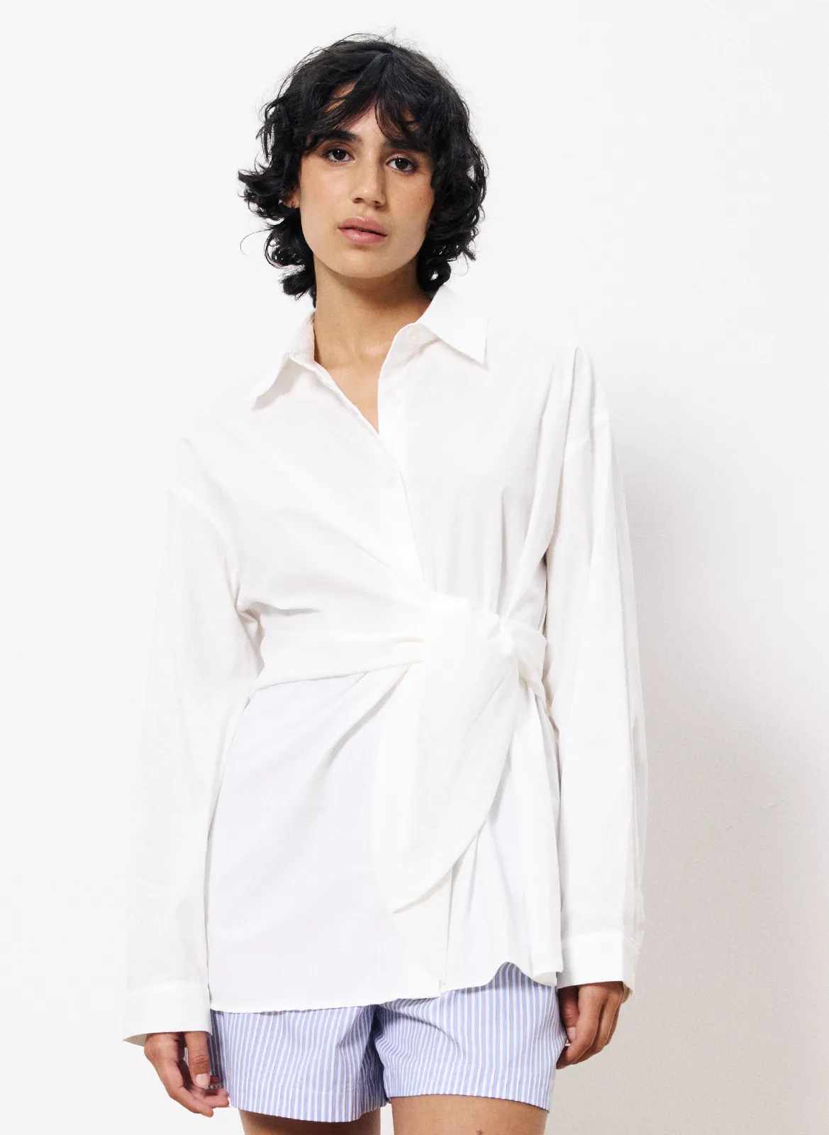Chemise cintrée à nouer sur le côté Blanc ADIA