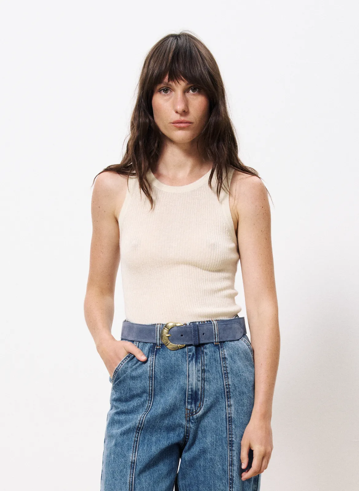 Débardeur en maille Beige LALITHA