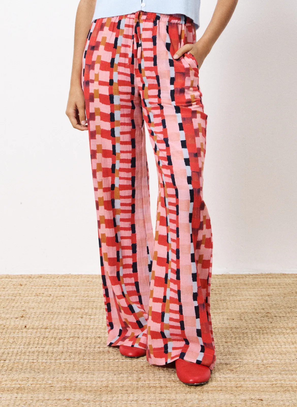 Pantalon droit élastiqué à motifs Multicolore CLEMENCIA