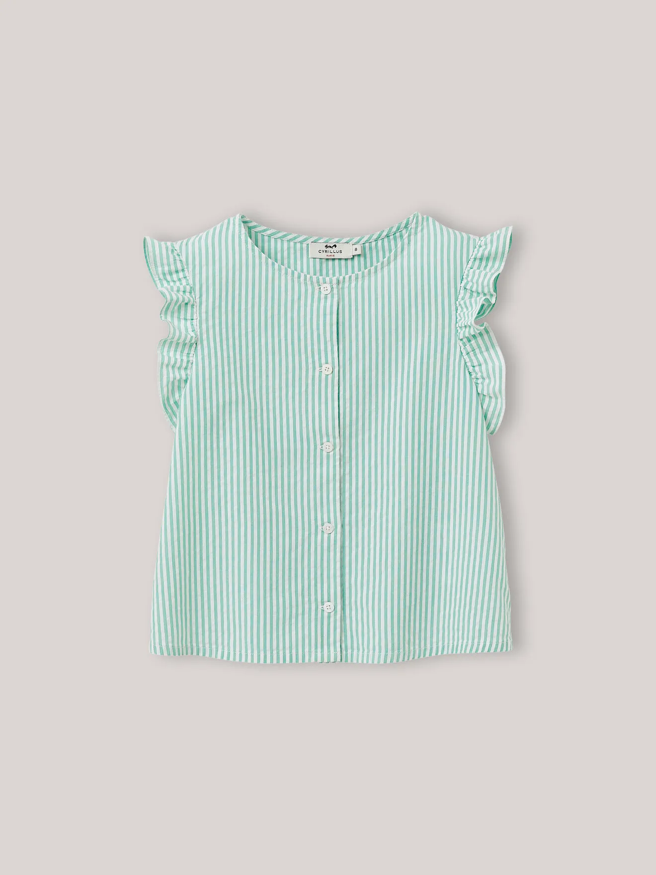 Chemise seersucker rayé Vert
