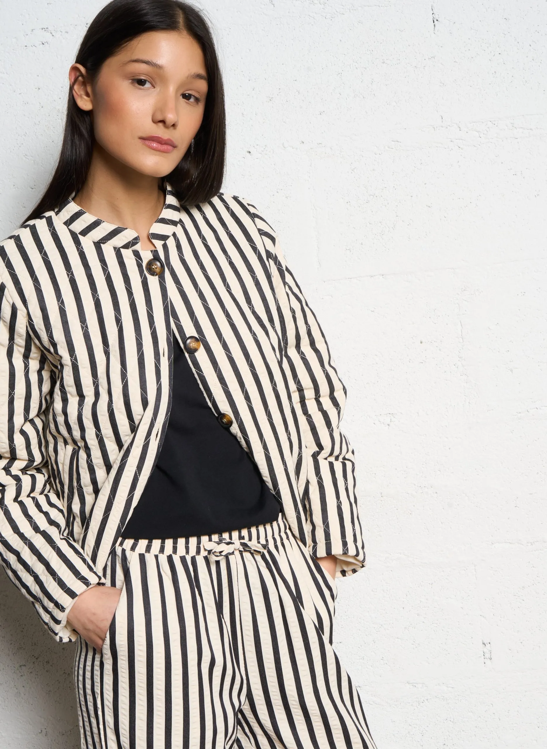 Veste oversize à rayures Noir EMILIALL LS