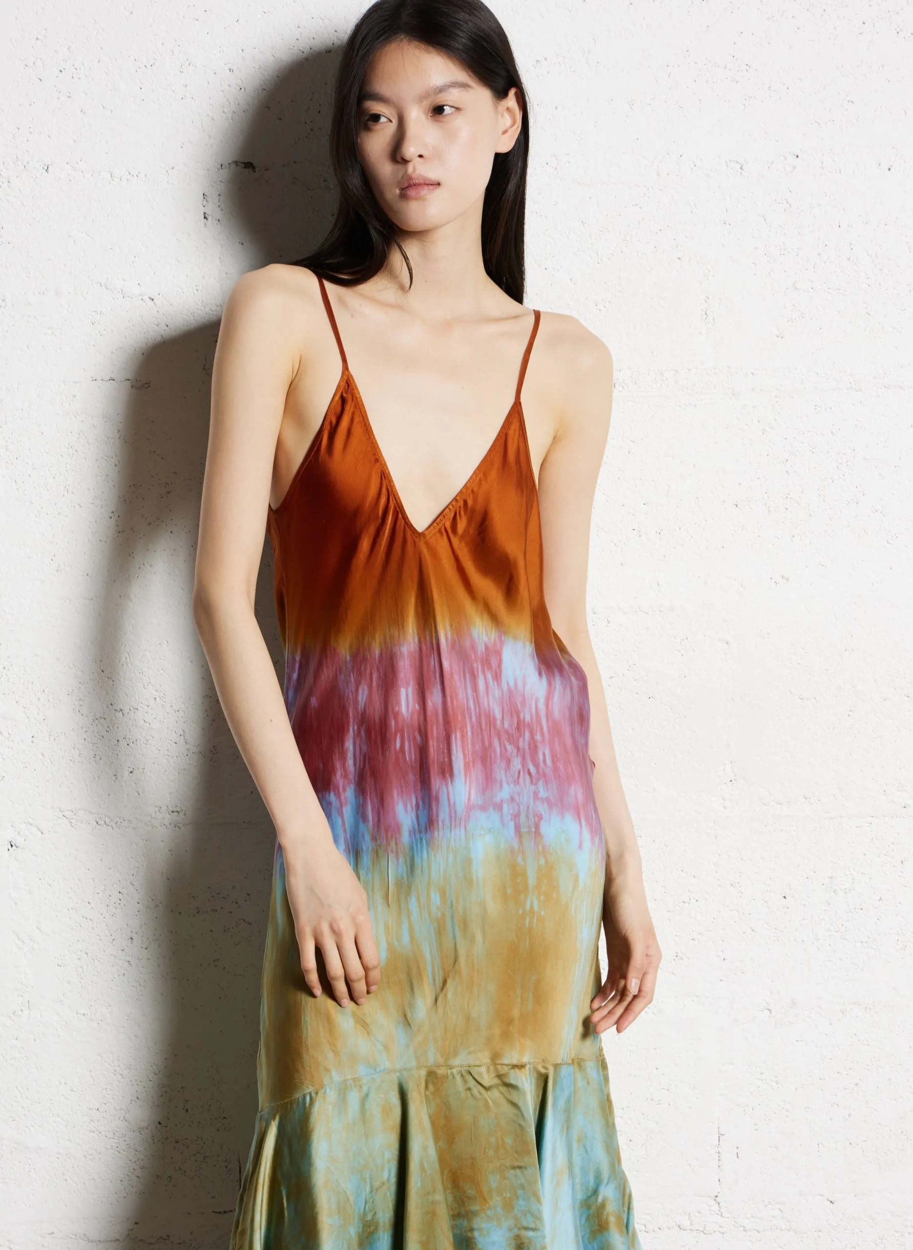 Robe midi dégradée à volants Multicolore MIMOSA