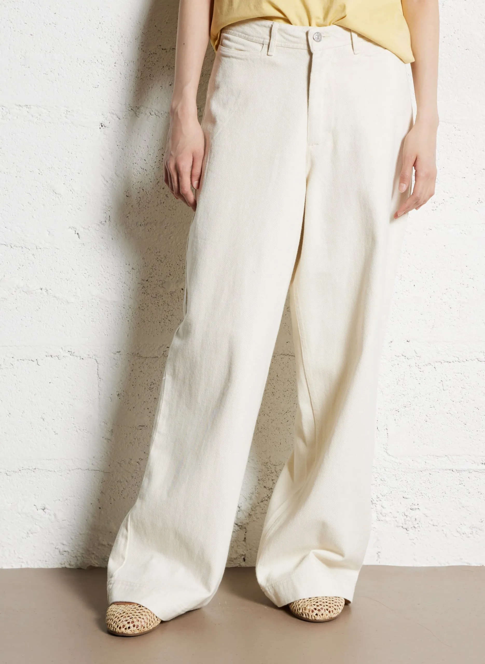 Jean large en coton Beige FLORIDA