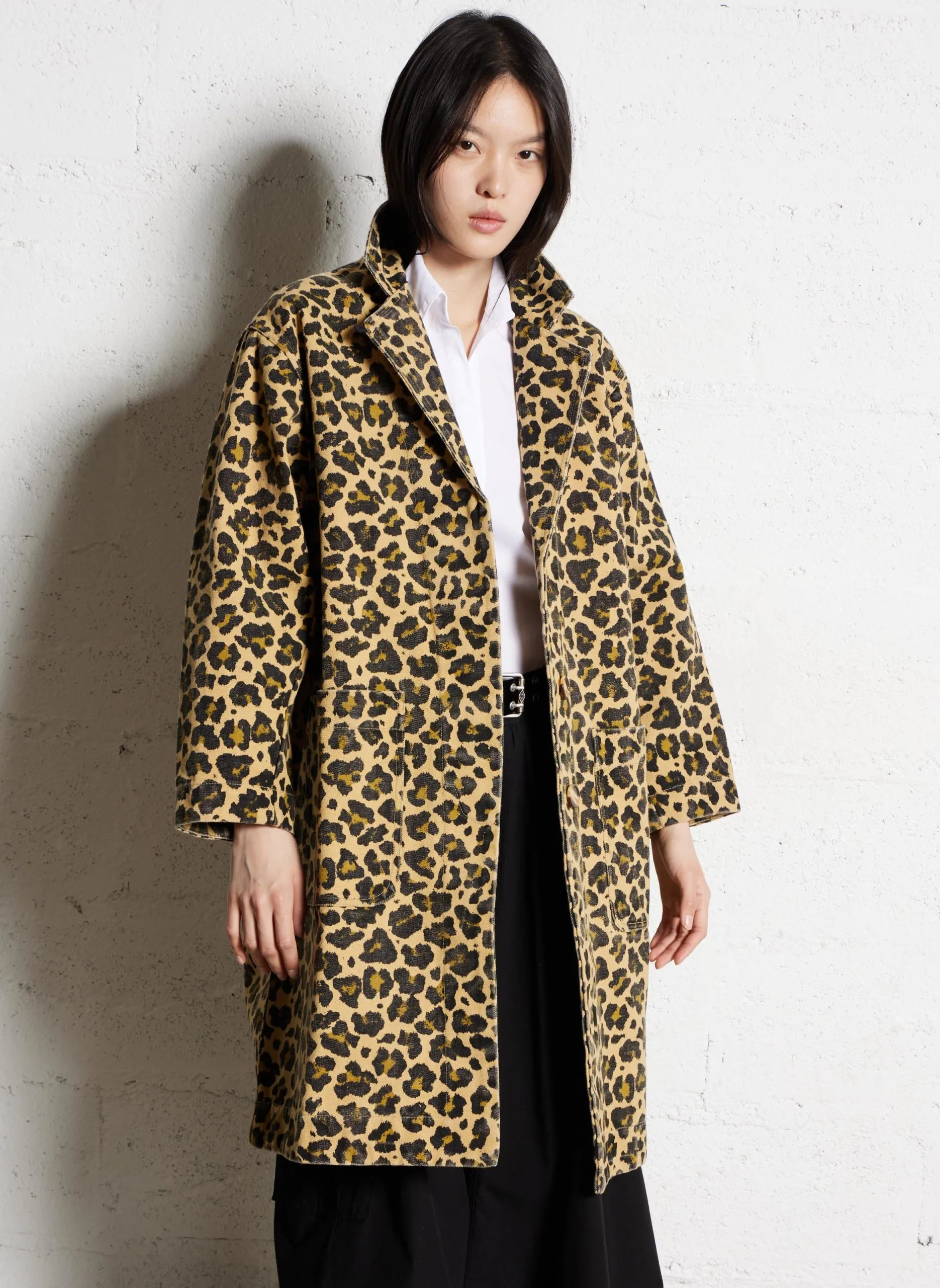 Manteau oversize en coton bio imprimé Beige VINS