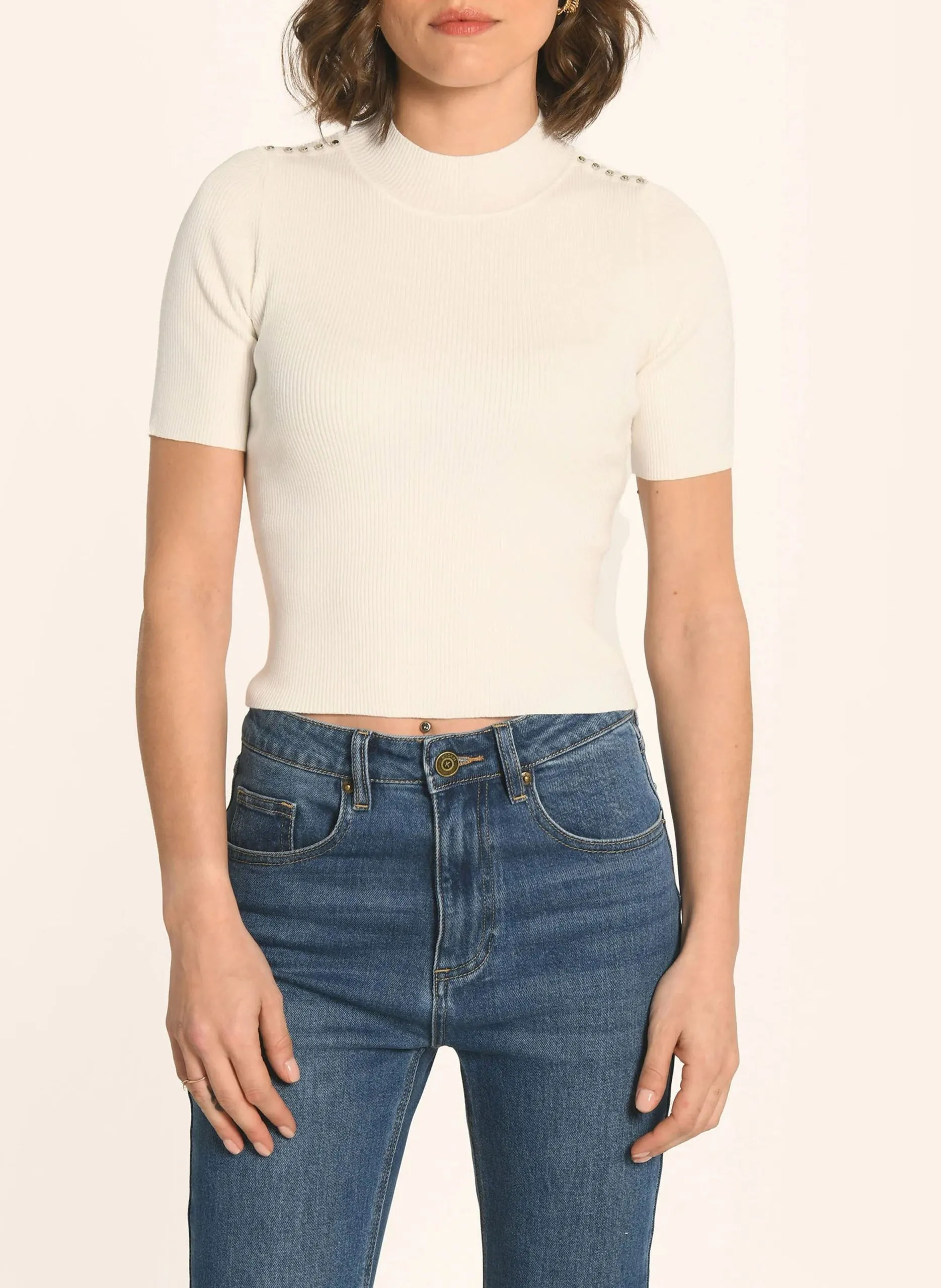 Top col montant Blanc ANDY