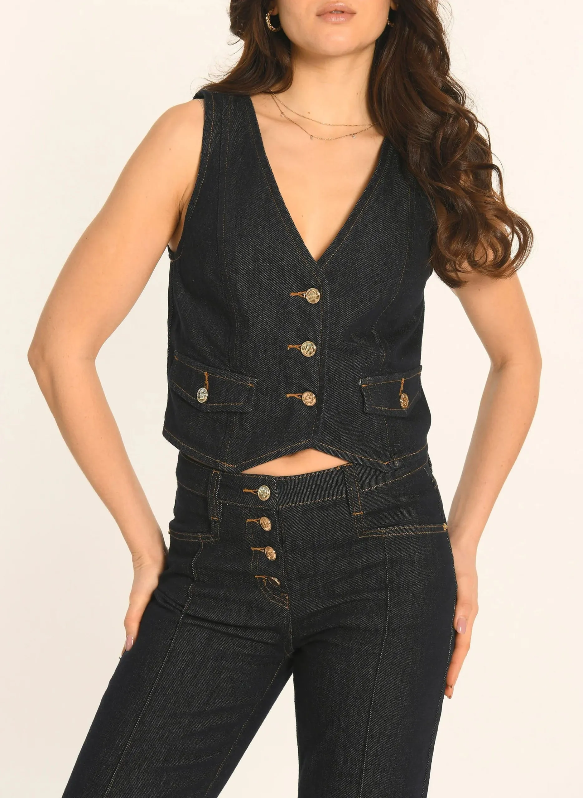 Gilet ajustée en coton mélangé Noir ARIETTE