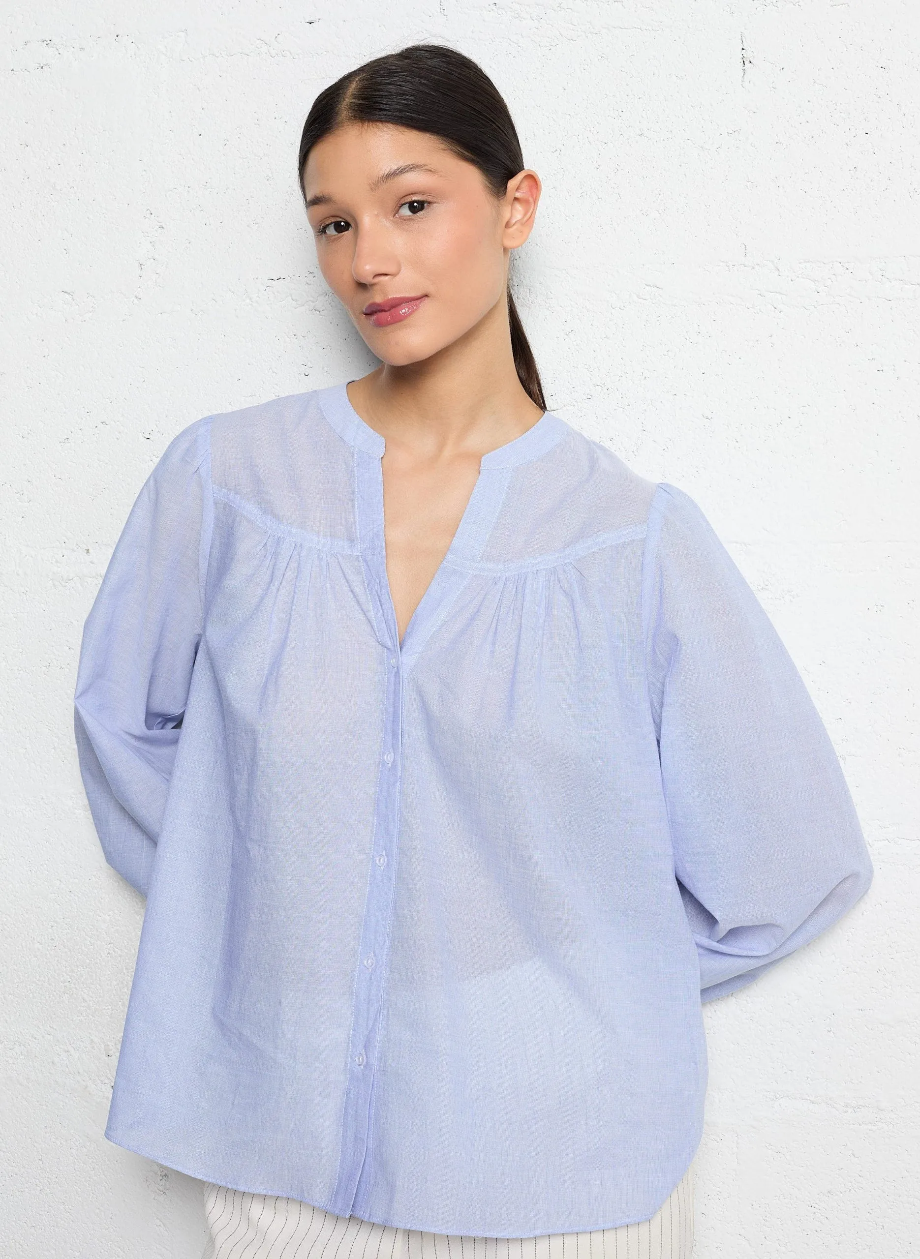Chemise droite en coton Bleu COLETI