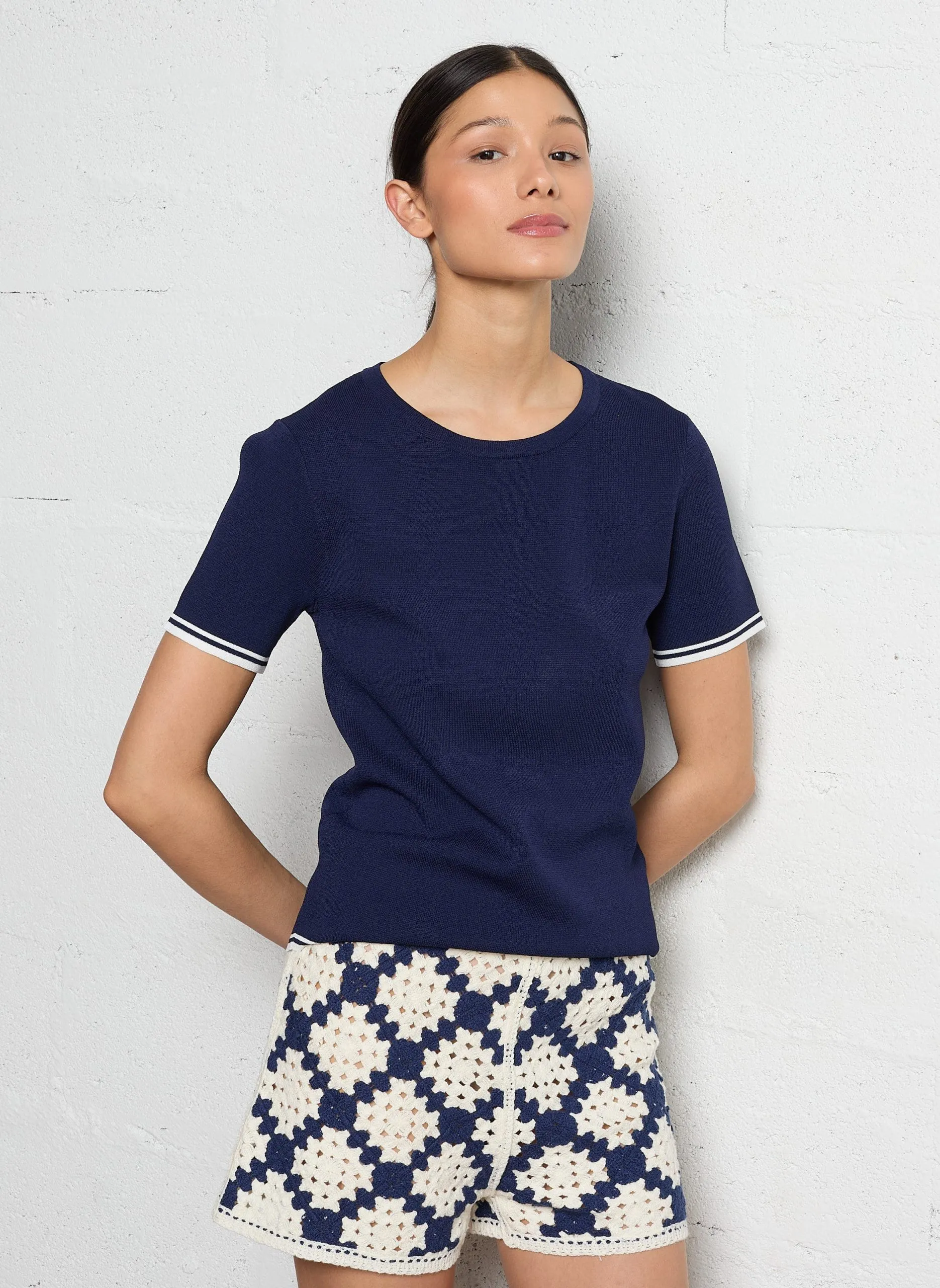 Pull col rond Bleu MOVAK