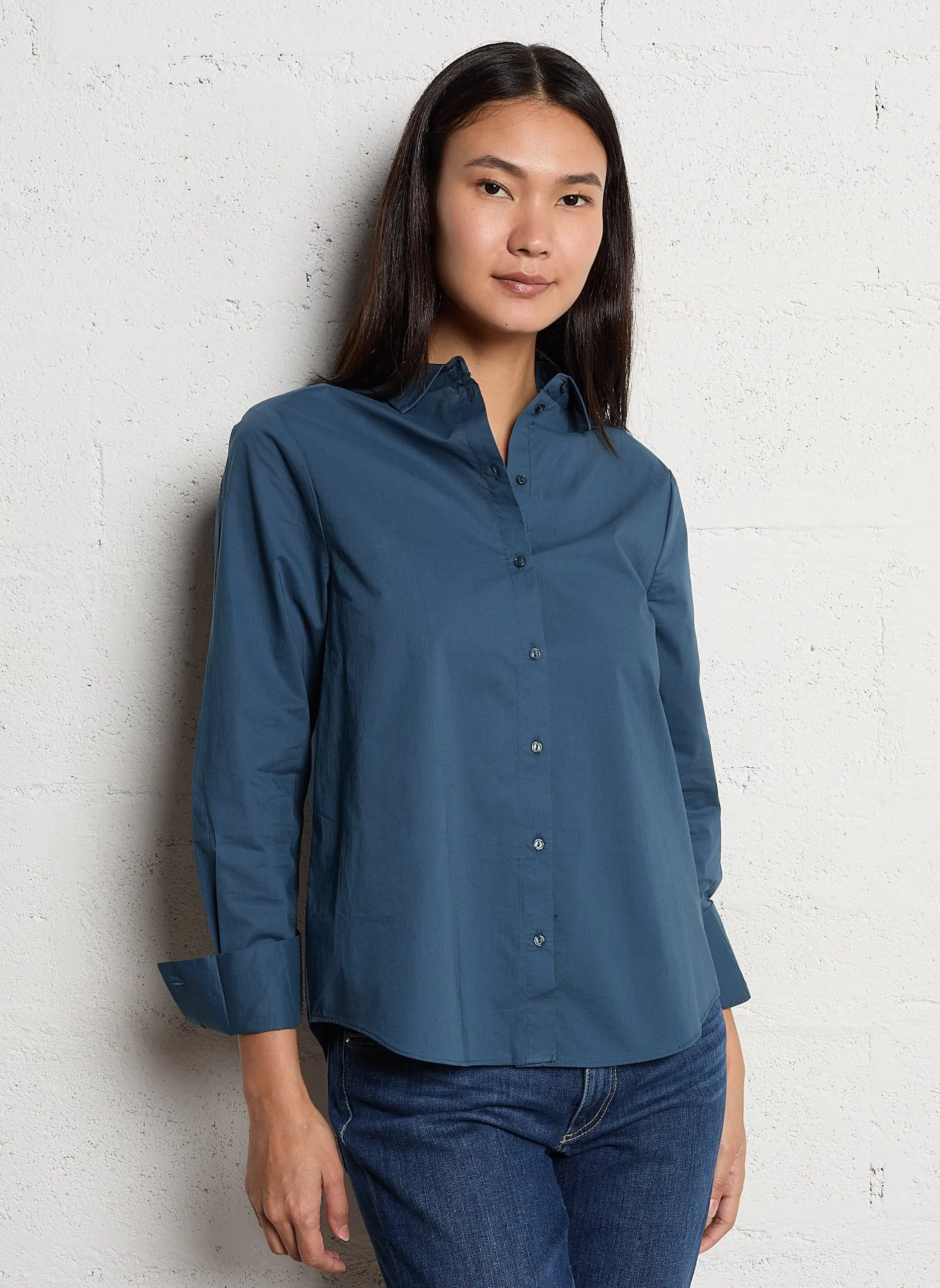 Chemise col classique en coton Bleu CORMALYNE