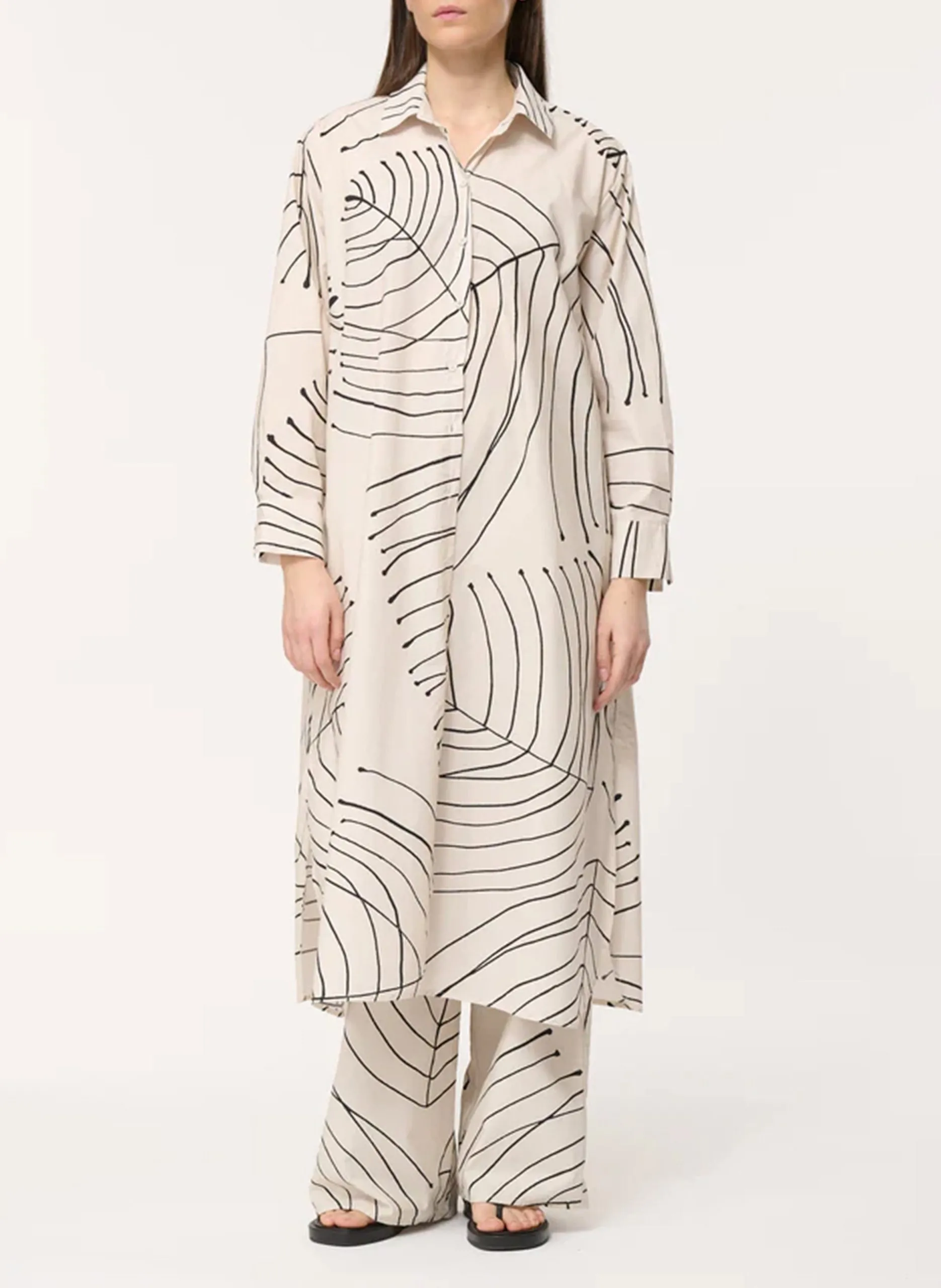 Robe droite ceinturée à motifs Blanc