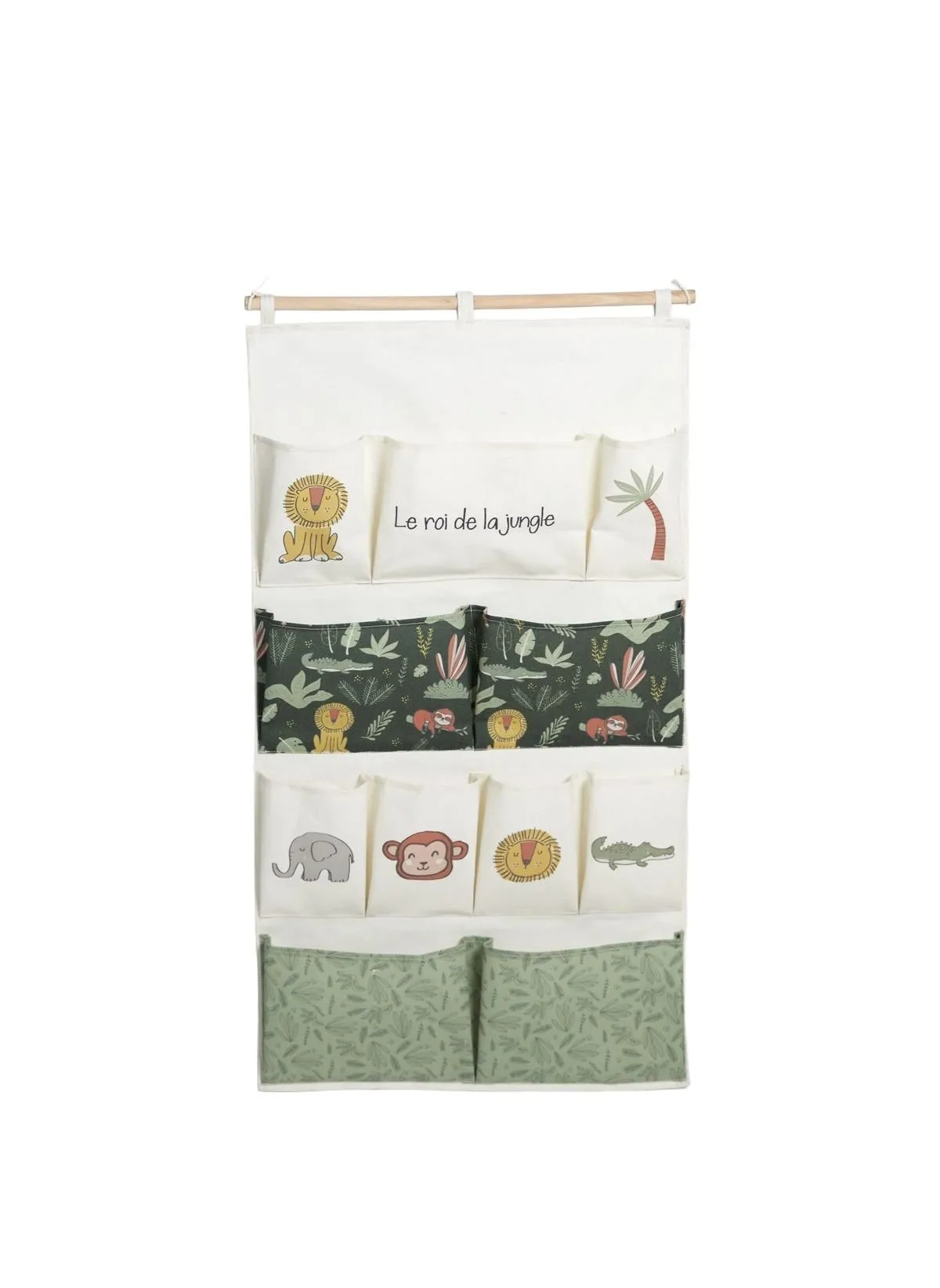 Rangement mural tissu Blanc LE ROI DE LA JUNGLE