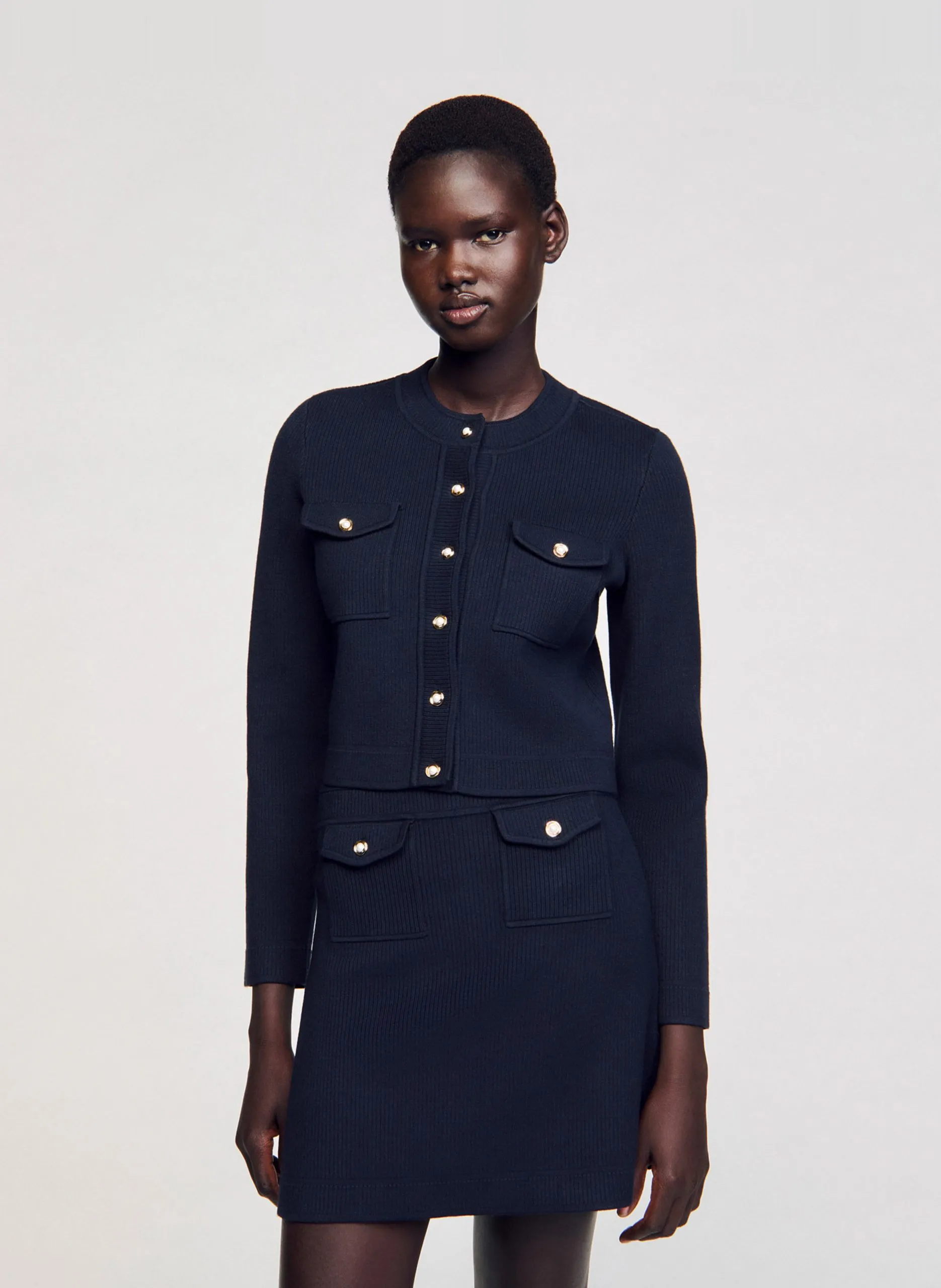 Gilet court boutonné Bleu