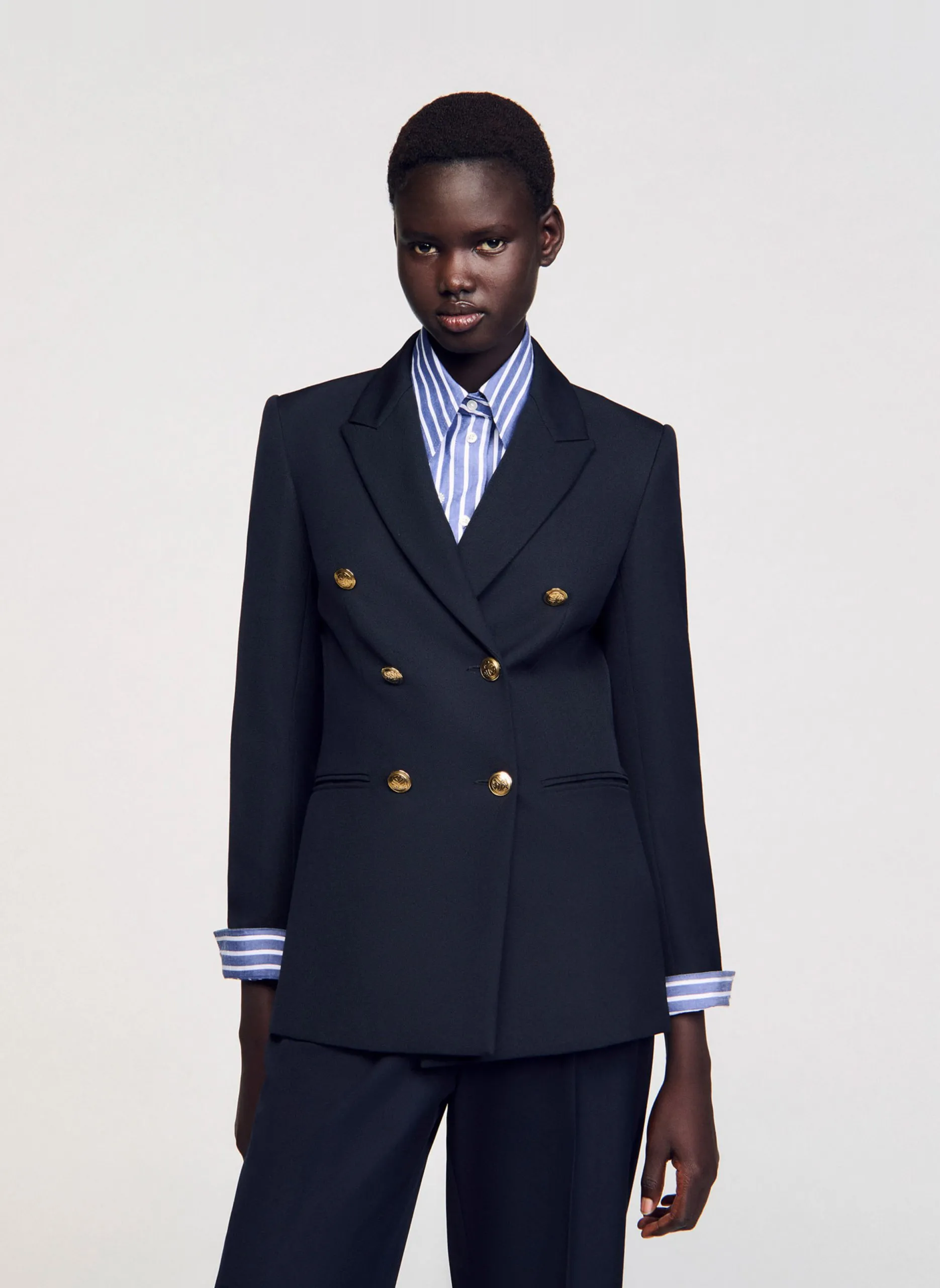 Veste col tailleur boutonnée Bleu