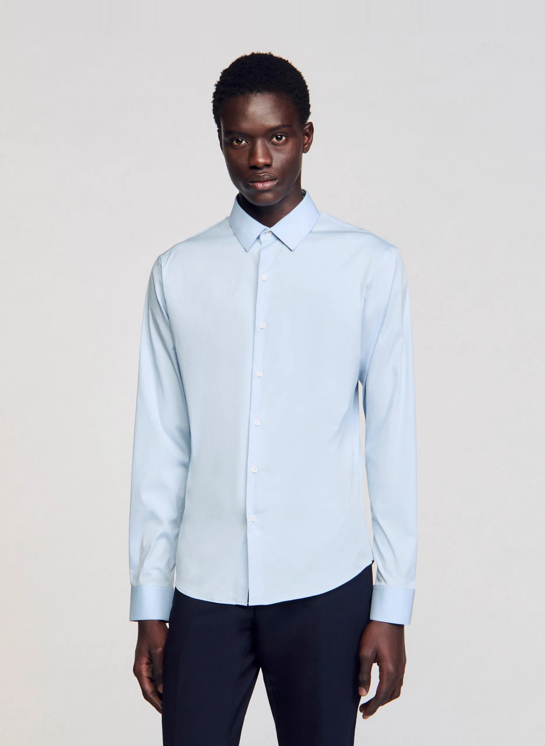Chemise slim-fit en coton stretch Bleu