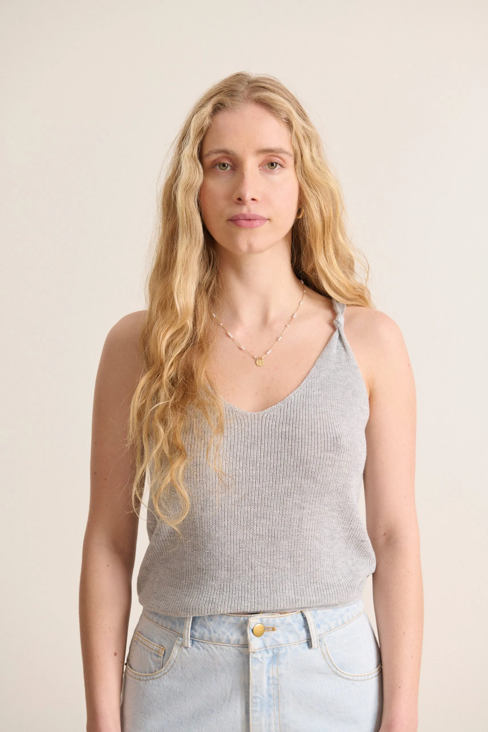 Débardeur en maille Argent GIROLLE