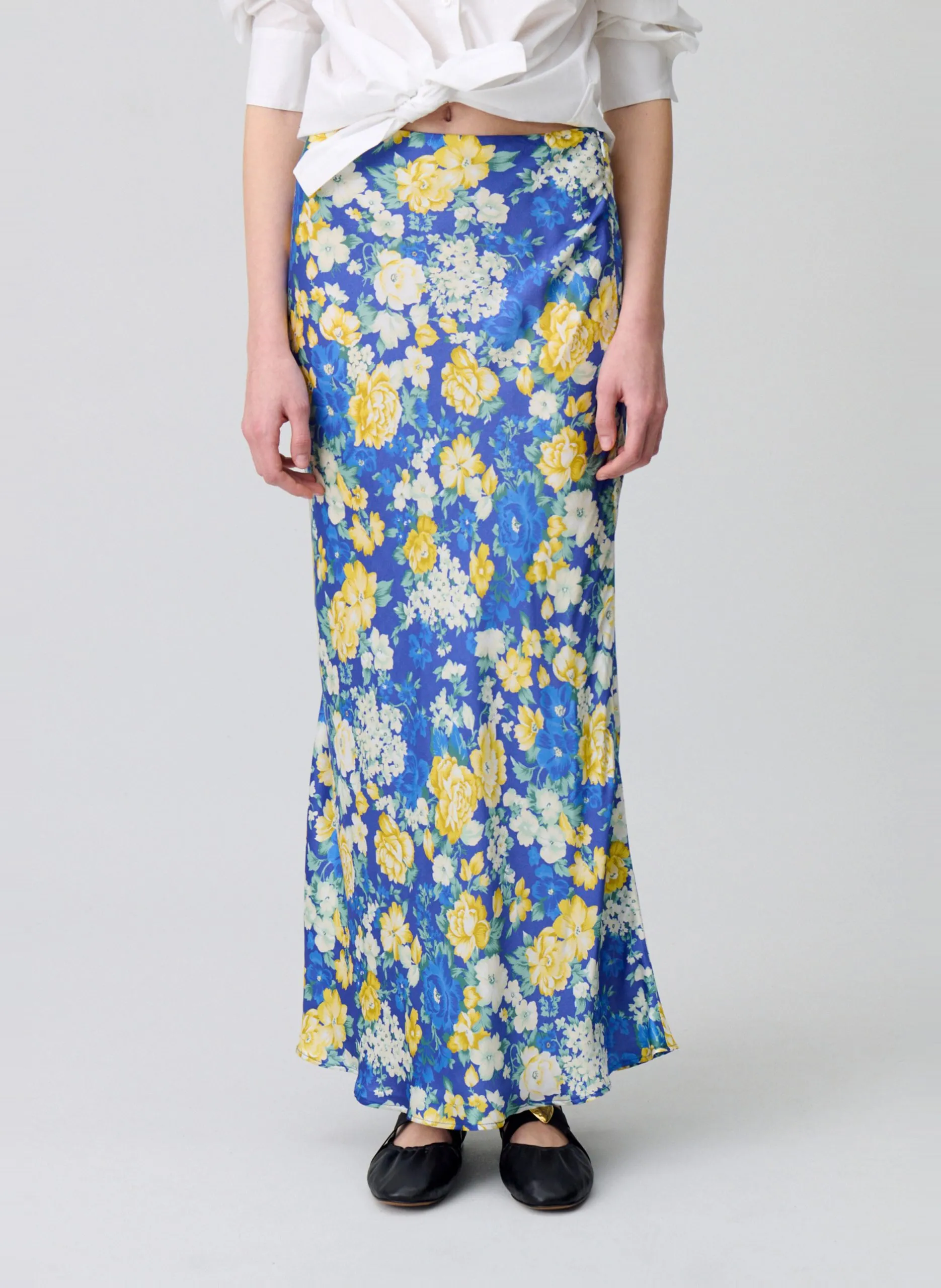 Jupe midi droite imprimée Multicolore