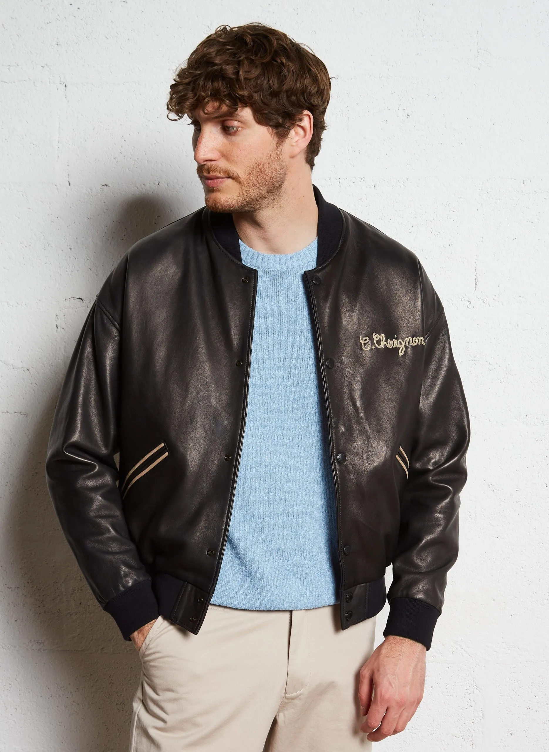 Blouson oversize en cuir Noir TEDDY 90