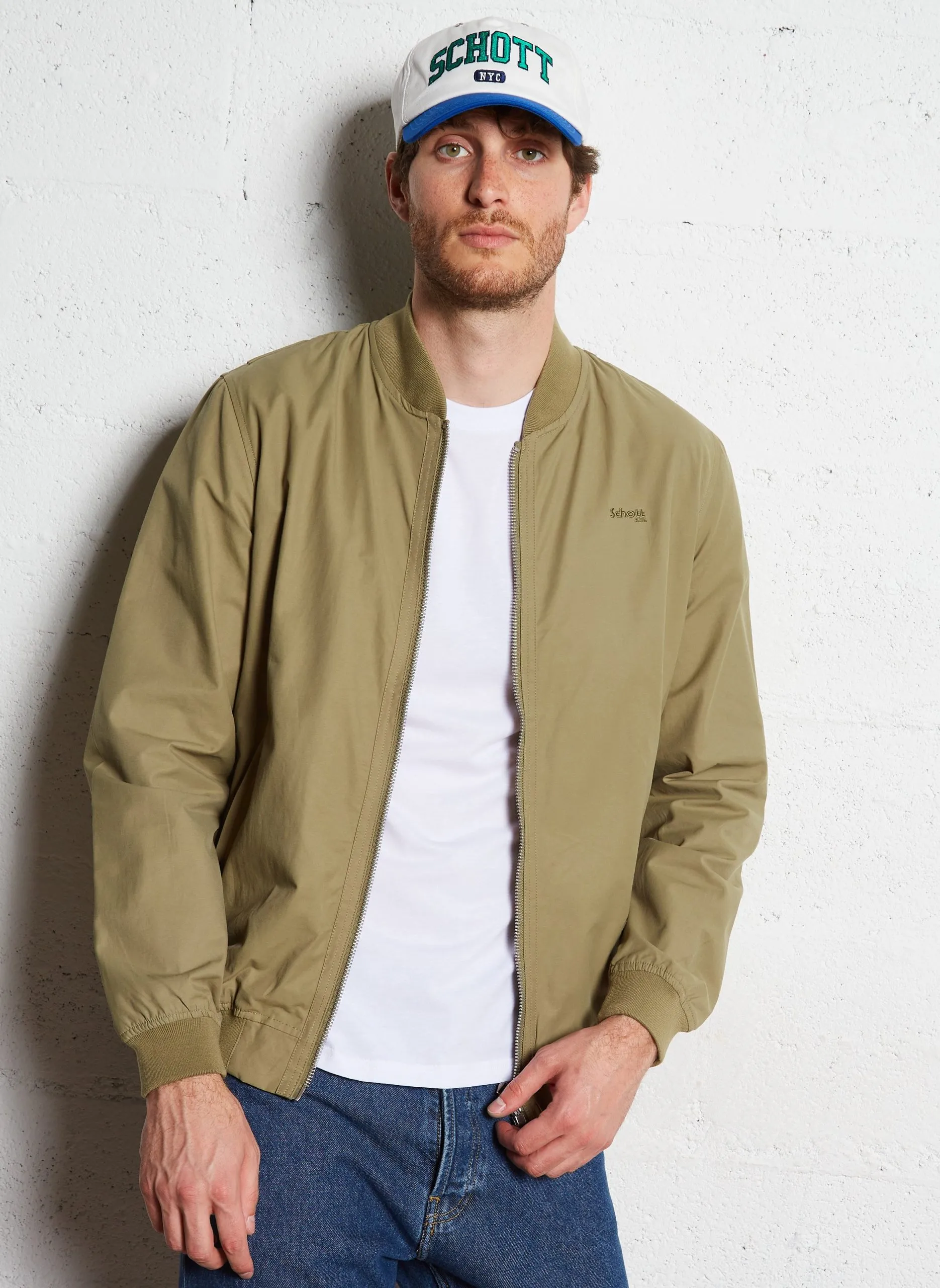 Veste col teddy en coton mélangé Kaki