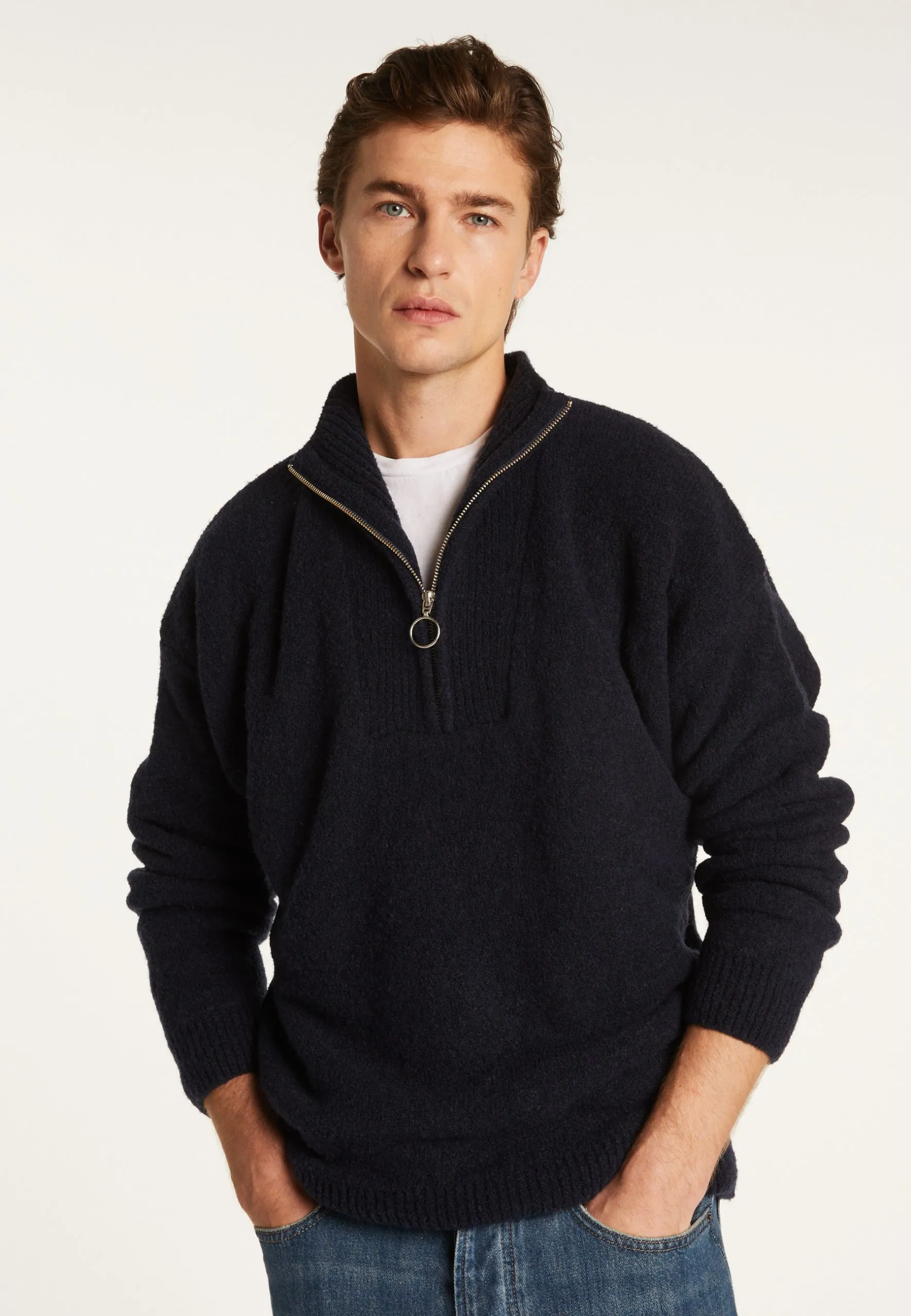 Pull camionneur en laine Bleu MARLON